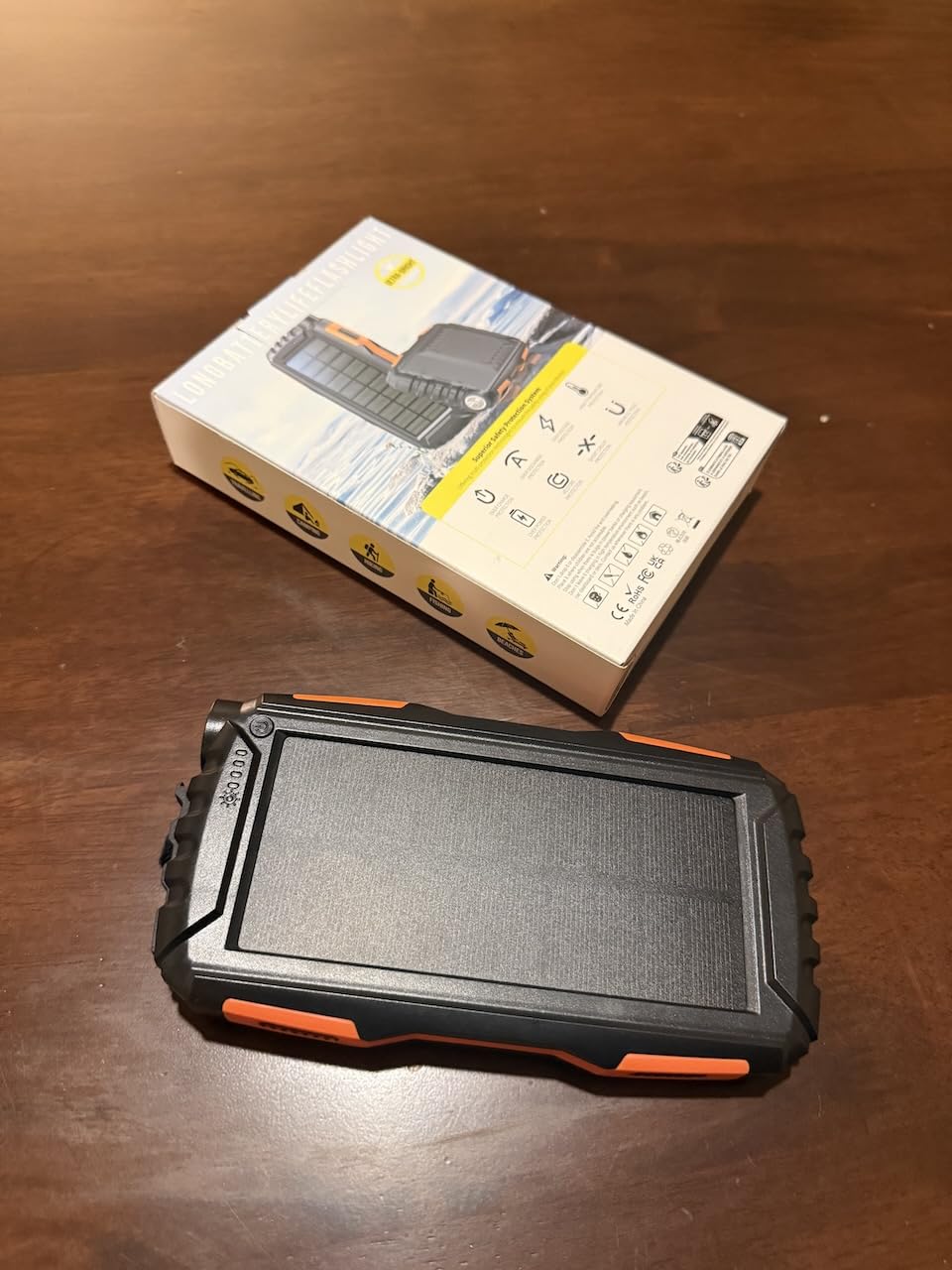 Mregb Solar Charger Power Bank 42800mAh, Portable Charger, Solar Power Bank, External Battery Pack 5V3.1A Qc 3.0 Fast Charger Built-in Super Bright Flashlight (Orange) customer photo 2