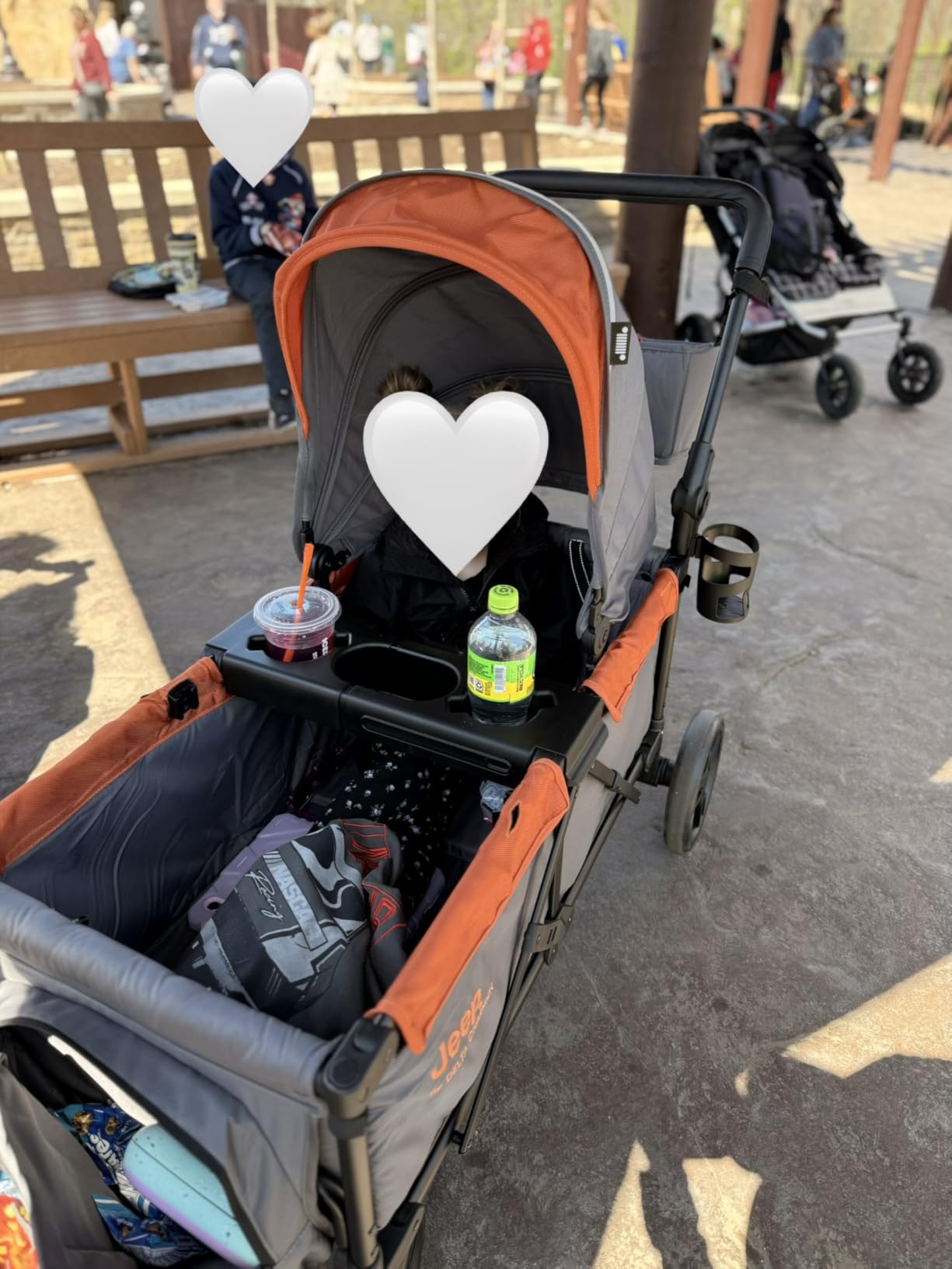 Jeep Sport All-Terrain Stroller Wagon by Delta Children - Includes Canopy, Parent Organizer, Adjustable Handlebar, Snack Tray & Cup Holders, Grey/Bonfire customer photo 2