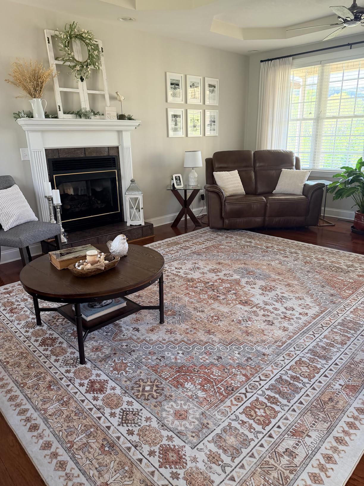 zesthome 8x10 Area Rugs for Living Room,Non-Slip Backing Washable Rugs,Vintage Large Area Rug，Stain Resistant Home Decor Rug (Orange,8'x10') customer photo 2