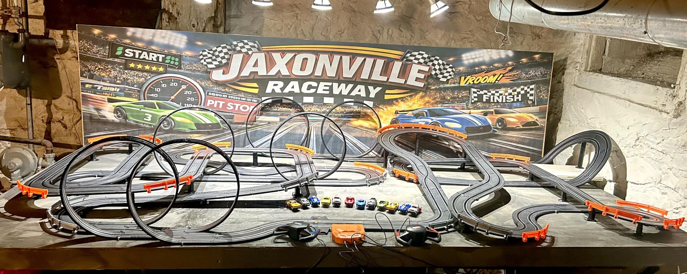 Slot Car Race Track Sets for Boys Kids,Battery or Electric Race Car Track with 4 High-Speed Slot Cars and 2 Hand Controllers,Dual Racing Game Lap Counter Circular Overpass Track Toys Age 6 7 8-12 customer photo 1
