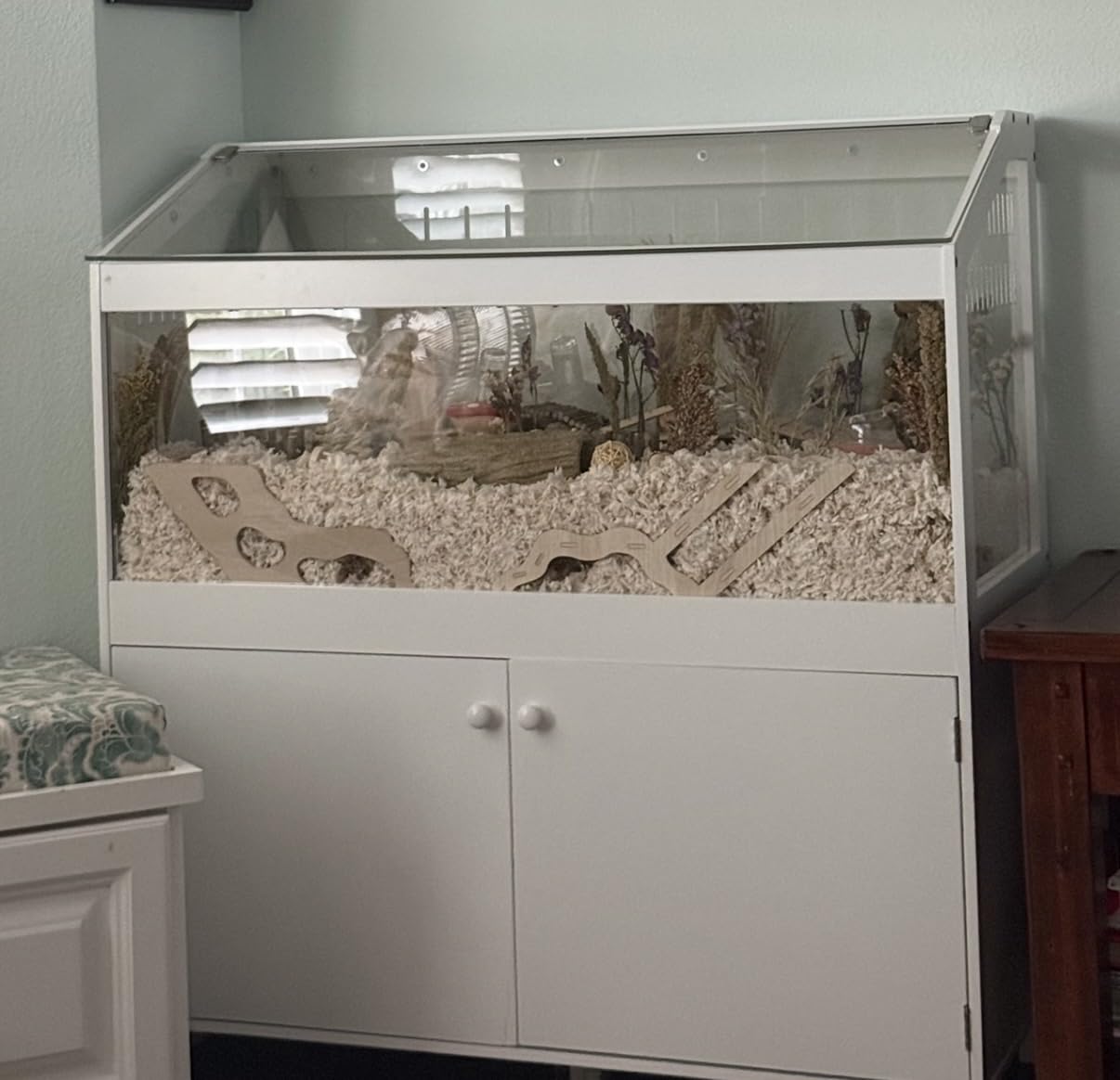GDLF Hamster Cage with Storage Cabinet Small Animal Cage, Easy View Acrylic Panels, Large Habitat for Hedgehog Gerbil & Rat 39.5