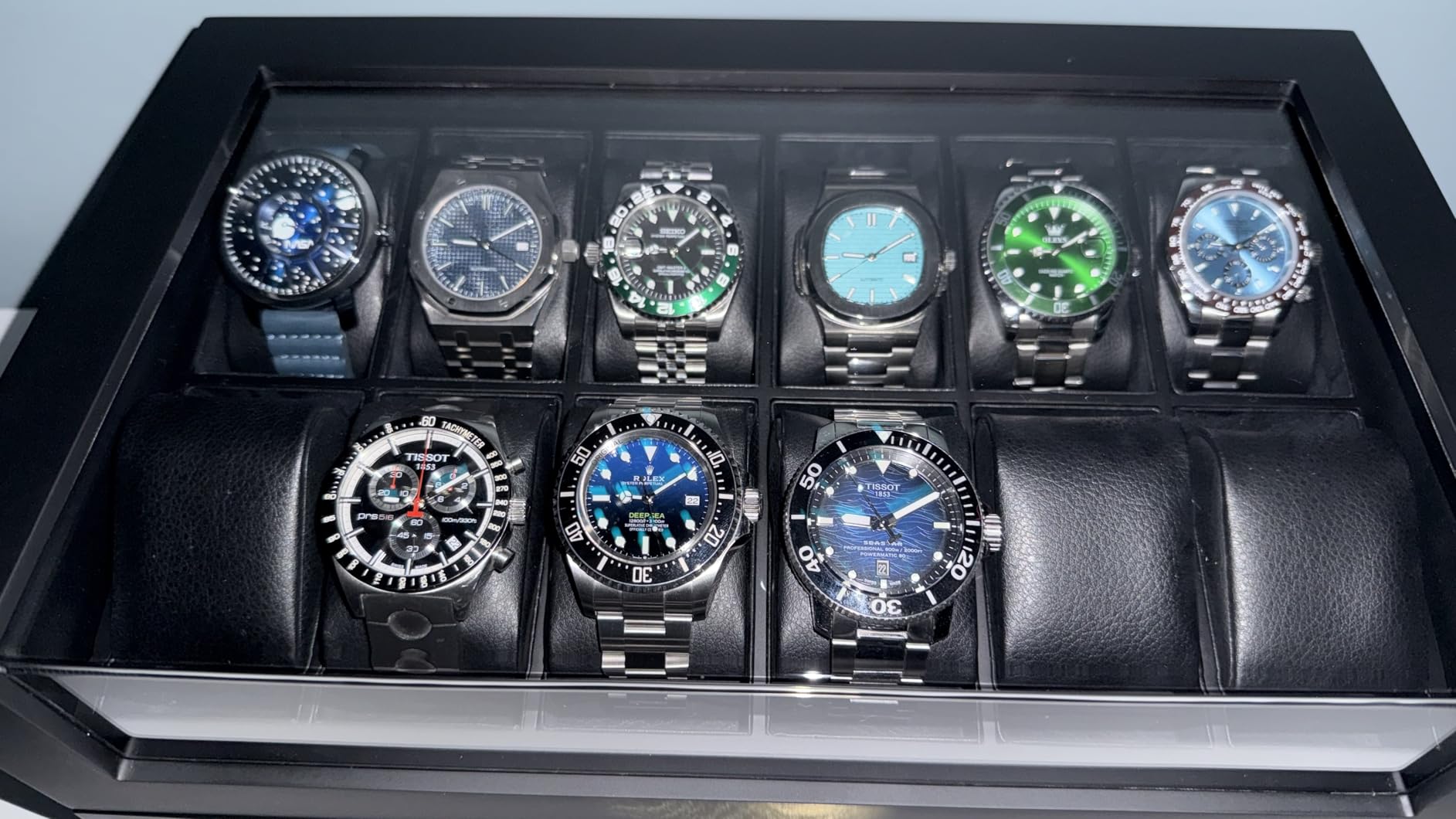 High End Watch Box for Men, 12 Slot Wooden Watch Case With Drawer, Watch Display Box with Glass Lid, 2-Layer Watch Holder customer photo 2