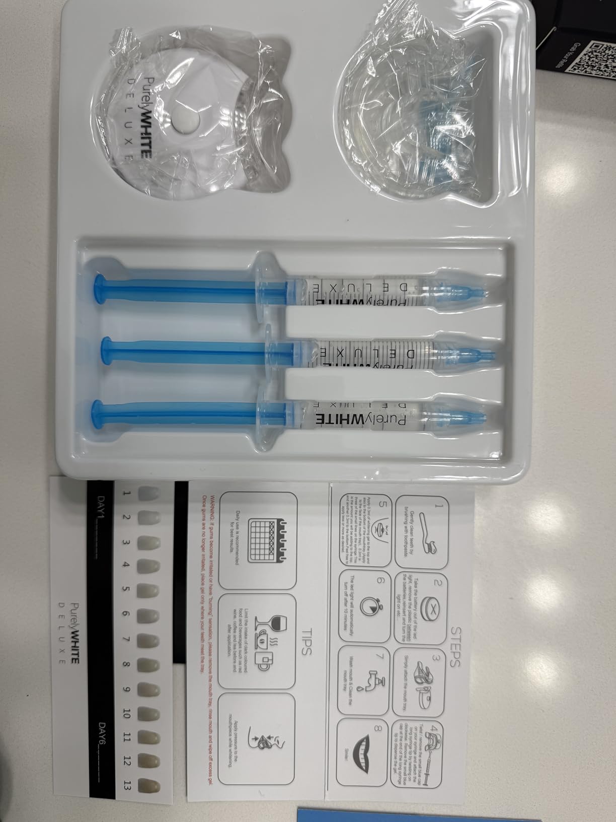 PurelyWHITE DELUXE Teeth Whitening Kit, Complete LED Teeth Whitening, 15+ Treatments, (3) 3ml Whitening Gel Syringes, Whiter Smile in 7 Minutes customer photo 2