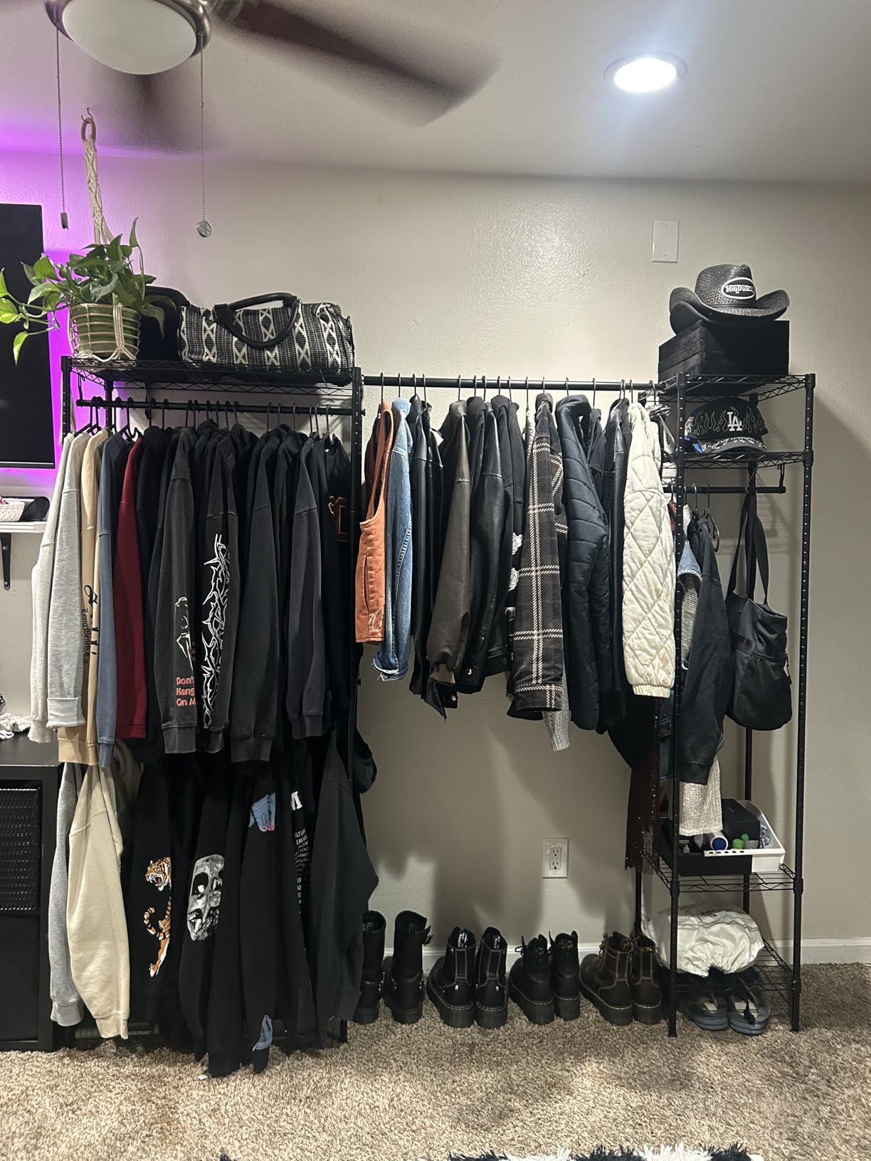Ulif E10 Clothes Rack With Stretchable Hanger Rod, Freestanding Clothing Racks for Hanging Clothes, Adjustable Closet Organizer System, Portable Garment Rack 73-97