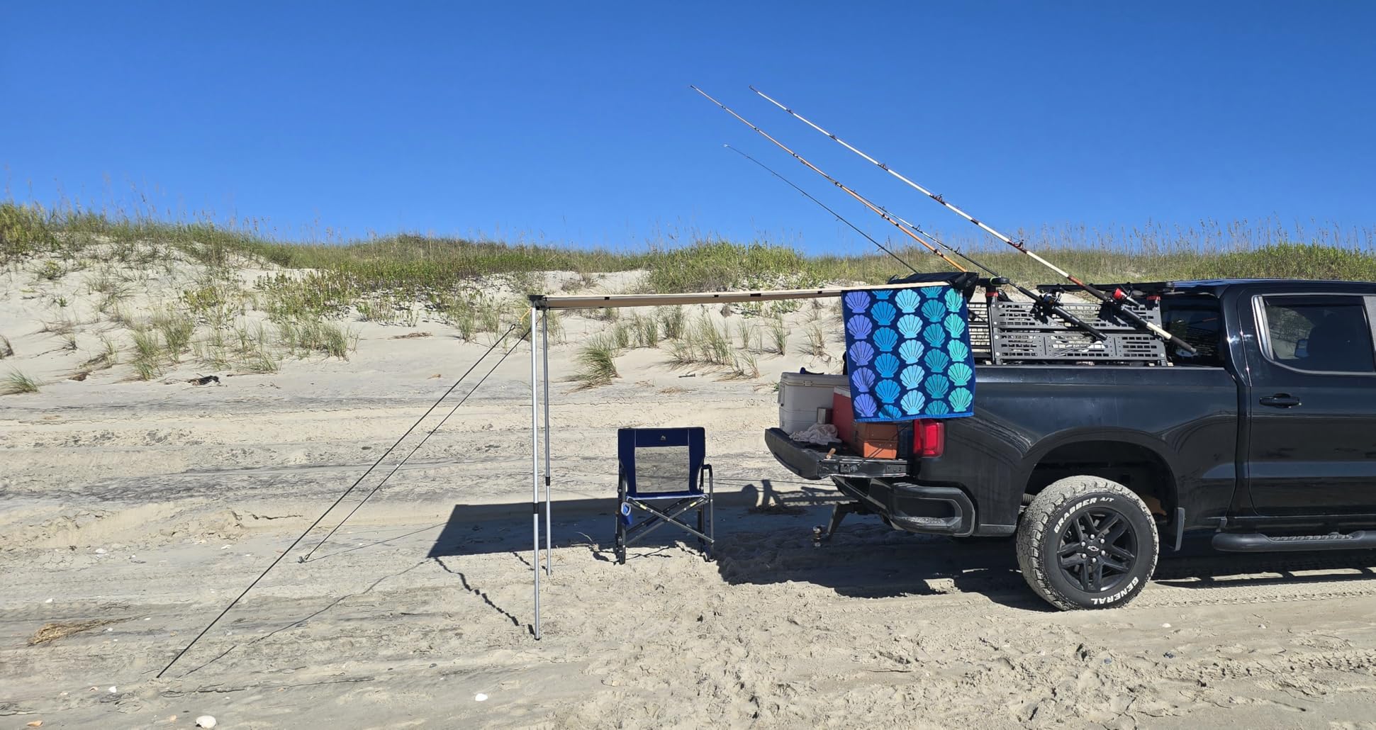 SAMOUT Vehicle Awning, 8.2ft x 10ft, Rooftop Pullout Ripstop UPF50+ Side Awning, Reinforced Hinges & Poles for Jeep/SUV/Truck/Van customer photo 2