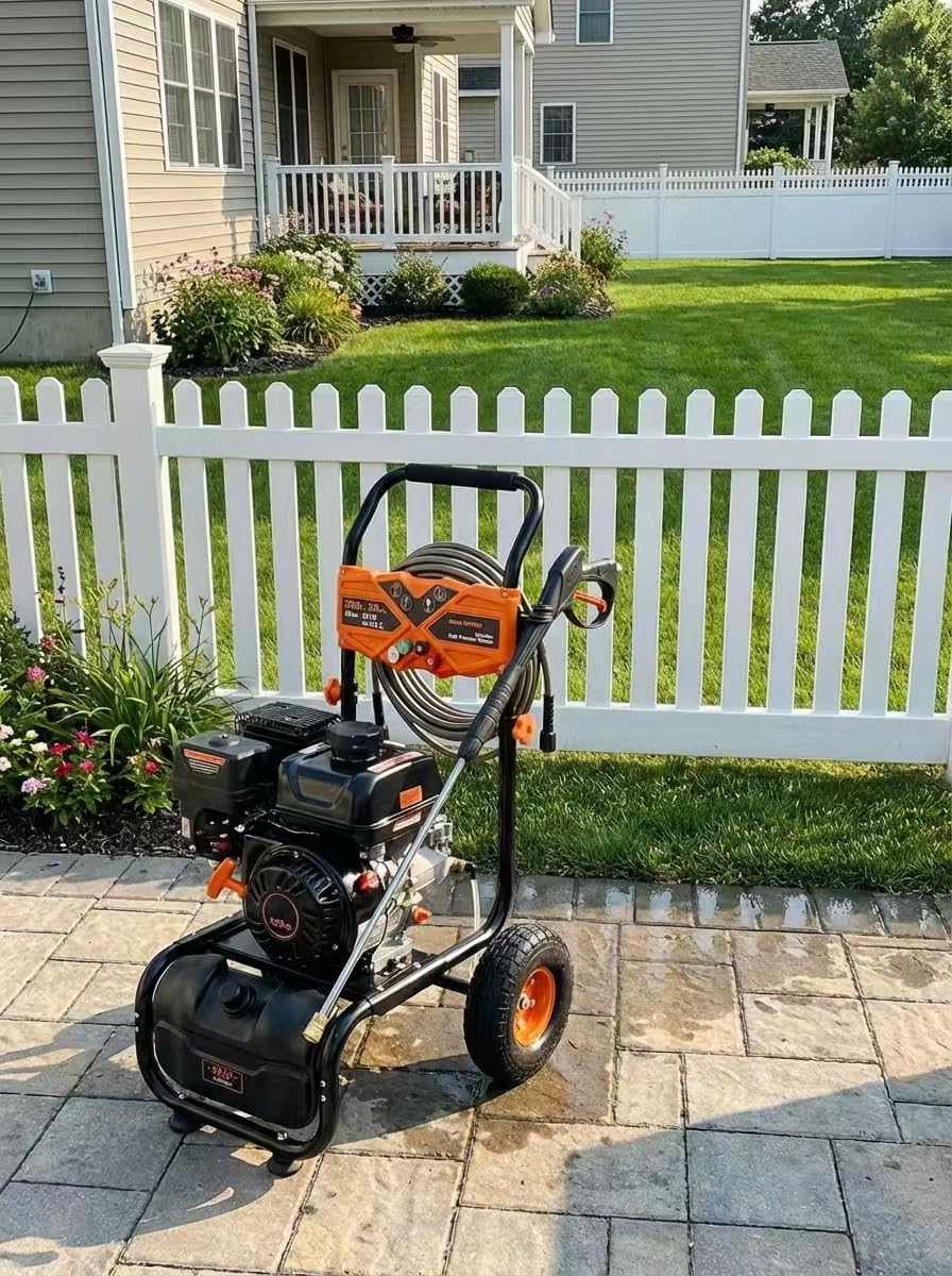 3500PSI Gas Pressure Washer, 2.3GPM Gas Powered High Pressure Washer with 209CC Engine, 4 Adjustable Nozzles, 25 ft High Pressure Hose for Cleaning Walls, Terraces, Vehicles, Garden (Blue) customer photo 1