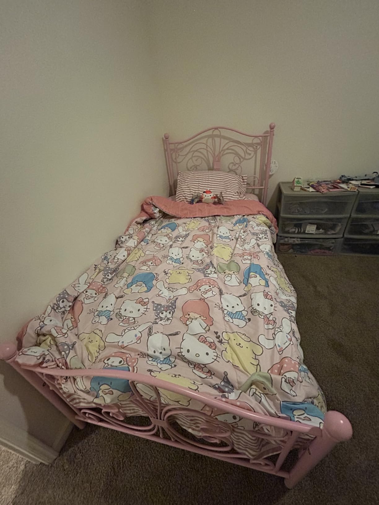 SHA CERLIN Twin Size Bed Frame for Kids, Metal Bed Frame with Butterfly Pattern Design Headboard & Footboard, No Box Spring Needed customer photo 1