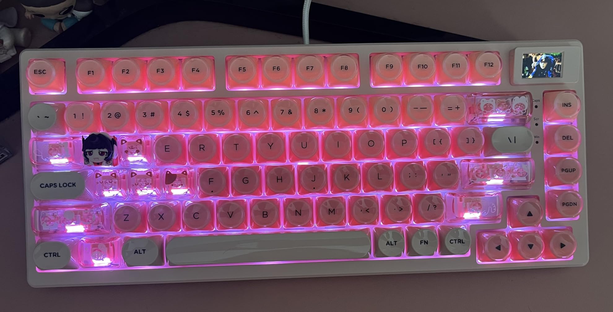 Womier SK80 75% Keyboard with Color Multimedia Display Mechanical Gaming Keyboard Creamy Sound, Wired Hot Swappable Gasket Mount RGB Custom Key Board, Pre-lubed Stabilizer for Mac/Win, Black Kanagawa customer photo 1