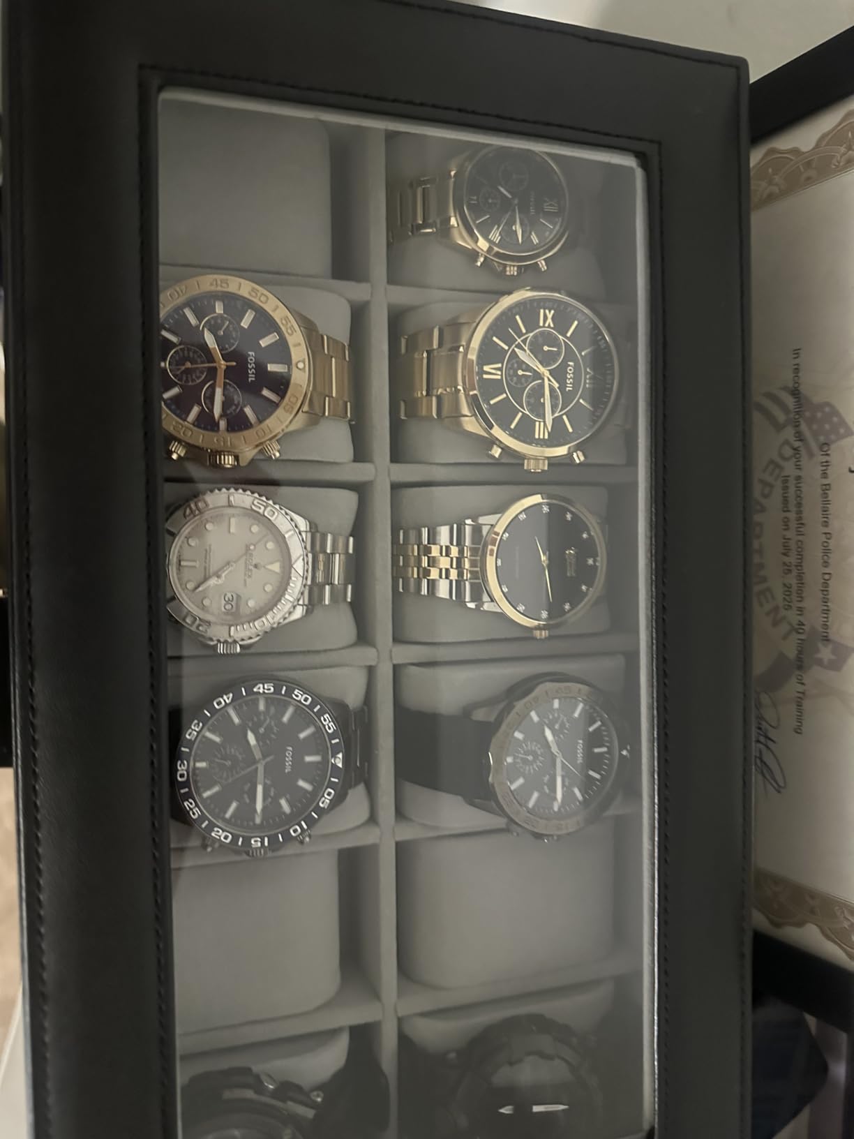 SONGMICS Watch Box, 8-Slot Watch Case Organizer with Large Glass Lid, 2 Layers, Removable Pillows, Metal Lock customer photo 1