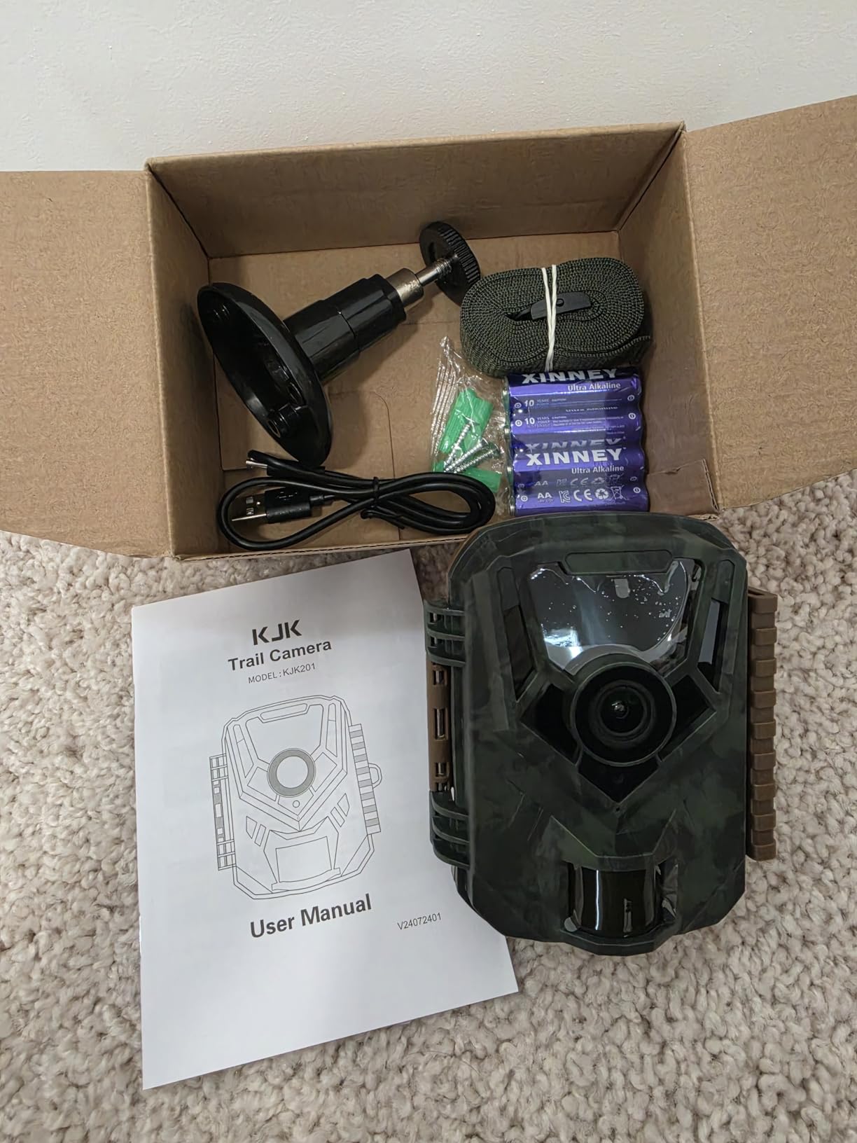 KJK Trail Camera 36MP 2.7K, Mini Game Camera with Night Vision 0.1s Trigger Time Motion Activated 130°Wide-Angle, Waterproof Trail Cam with 2.0