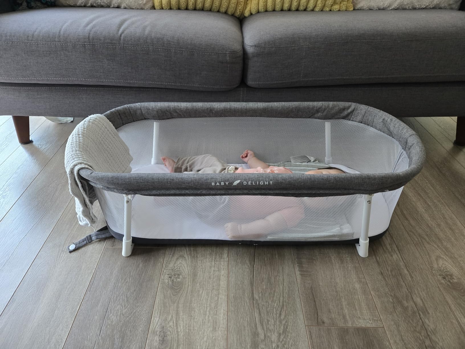 Baby Delight Snuggle Nest Bassinet, Portable Baby Bed, for Infants 0 - 5 Months, Charcoal Tweed customer photo 1