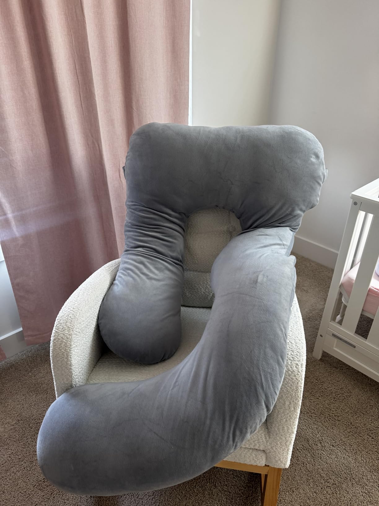 MOON PARK Pregnancy Pillows for Sleeping - 57 Inch U Shaped Full Body Maternity Pillow with Removable Cover - Support for Back, Legs, Belly, Hips - Pregnancy Pillow for Women - Grey customer photo 2