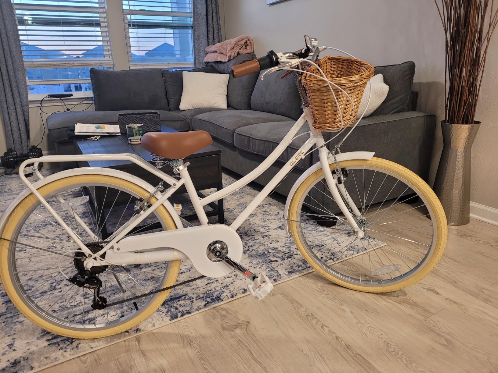 Glerc 20 24 26 Inch Beach Cruiser Bike, 6-Speed Hybrid City Bicycle for Girls Youth and Over 6 Years Old, Missy Bike with Wicker Basket & Lightweight customer photo 2