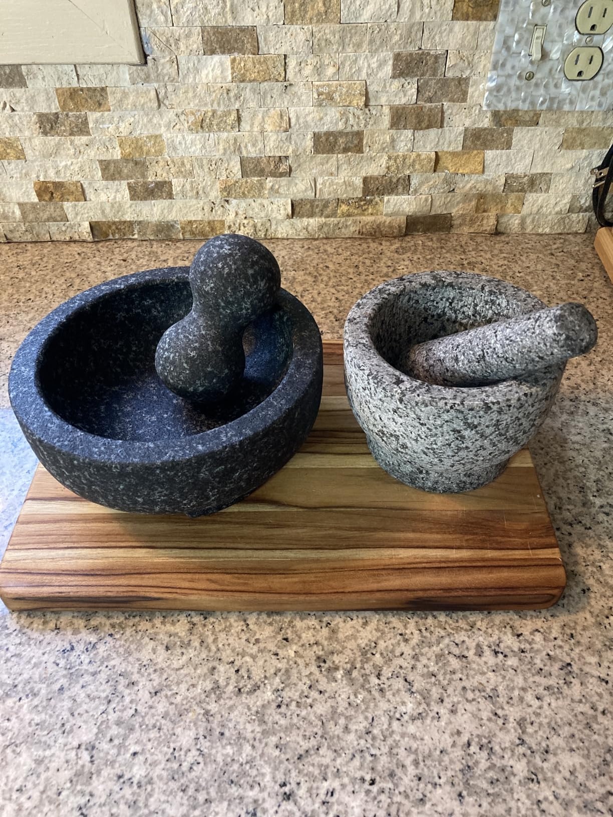 PriorityChef Granite Mortar and Pestle Set - 8 Inch Natural Stone Molcajete Mexicano for Spices, Seasonings, Pastes - Pestle and Mortar Bowl for Fresh Guacamole, Salsa, Pesto, Large, Grey customer photo 1
