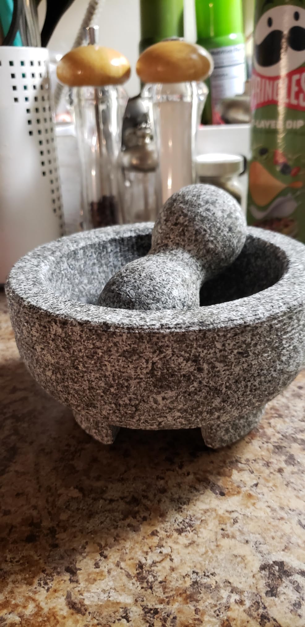 PriorityChef Granite Mortar and Pestle Set - 8 Inch Natural Stone Molcajete Mexicano for Spices, Seasonings, Pastes - Pestle and Mortar Bowl for Fresh Guacamole, Salsa, Pesto, Large, Grey customer photo 2