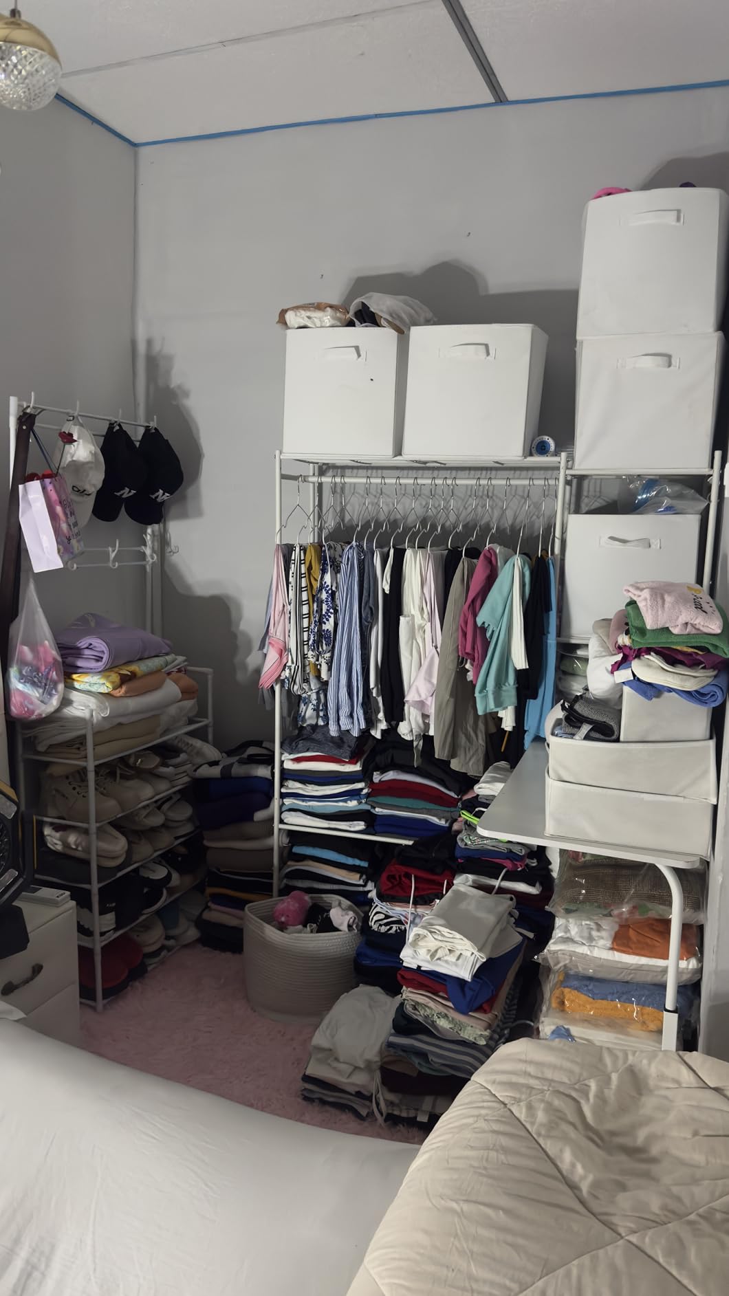 Wardrobe Closet, Portable Clothes Rack with 4 Tiers Shelves, Freestanding Closet Organizers and Storage System with Hanging Rods, Steel Clothing Rack Suitable for Cloakrooms, Bedrooms, Entrances, etc. Black customer photo 1