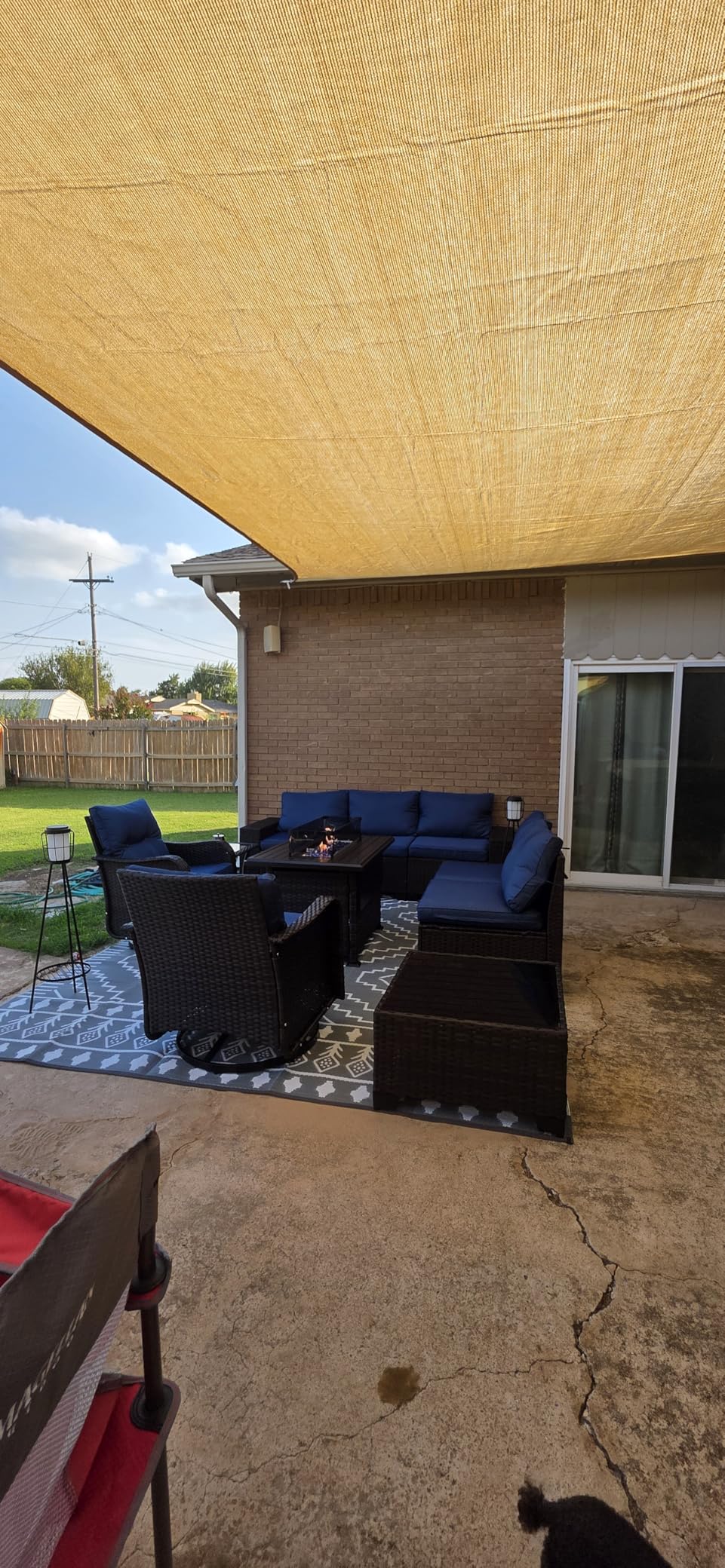 Outdoor Patio Furniture Set, 6 Pieces Outdoor Sectional Furniture High Backrest Patio Sofa, All-Weather PE Rattan Patio Conversation Set with Coffee Table & Cushions(Dark Blue) customer photo 1