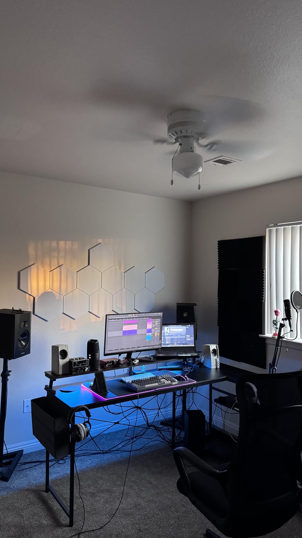 ODK 48 Inch Gaming Desk with USB Charging Ports and LED Lights, Reversible L Shaped Computer Desk with Storage Shelves & Monitor Stand, Corner Gamer Desk Table with Power Outlets, Black customer photo 2