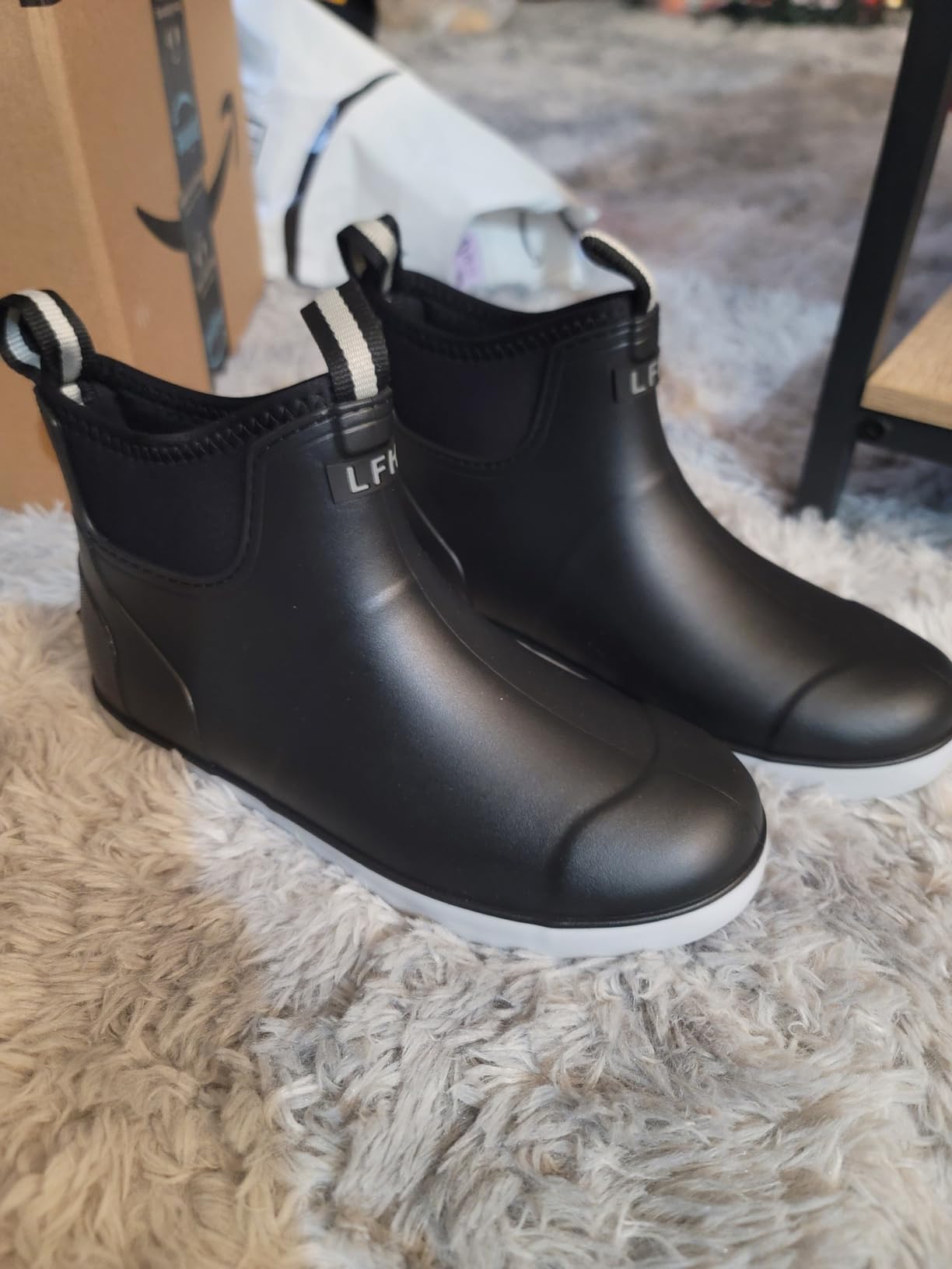 Men's Deck Boots, Waterproof Ankle Rain Boots Men Anti-Slip Traction, Outdoor Rubber Fishing Garden Boots High-Performance Shoes for Farming customer photo 2