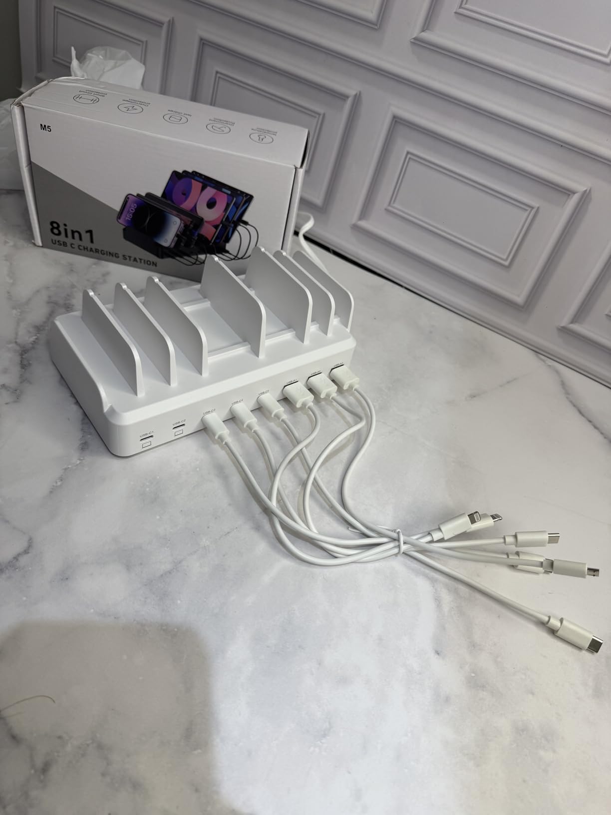 300W Charging Station for Multiple Devices, 8 Port Multi USB C Fast Charger Station Dock for MacBook iPhone 17/16/15/14/13/12 Samsung Pixel Series iPad, Black customer photo 2