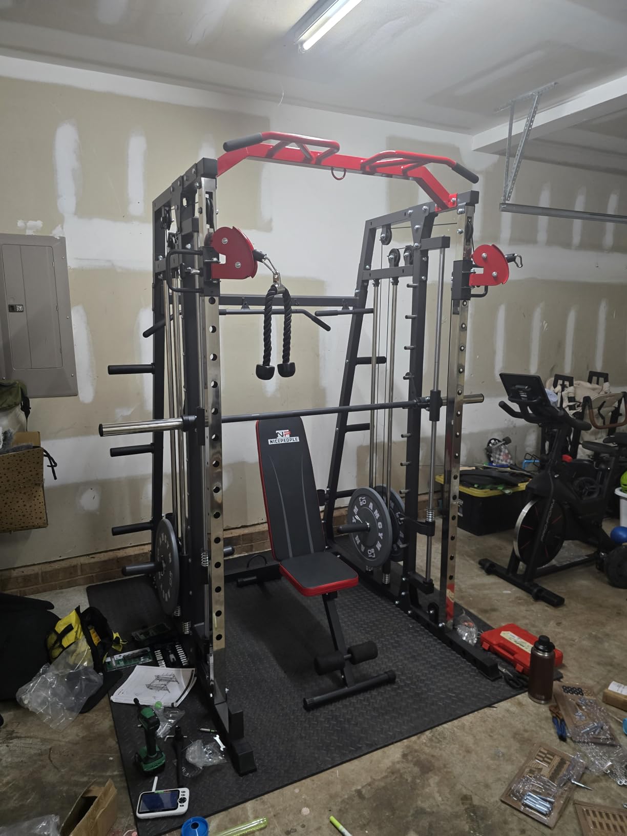 M4 2.0 Standard/Ultra/Elite Smith Machine, 2200lbs Squat Rack with LAT-Pull Down System & Cable Crossover Machine, Training Equipment with Leg Hold-Down Attachment customer photo 2