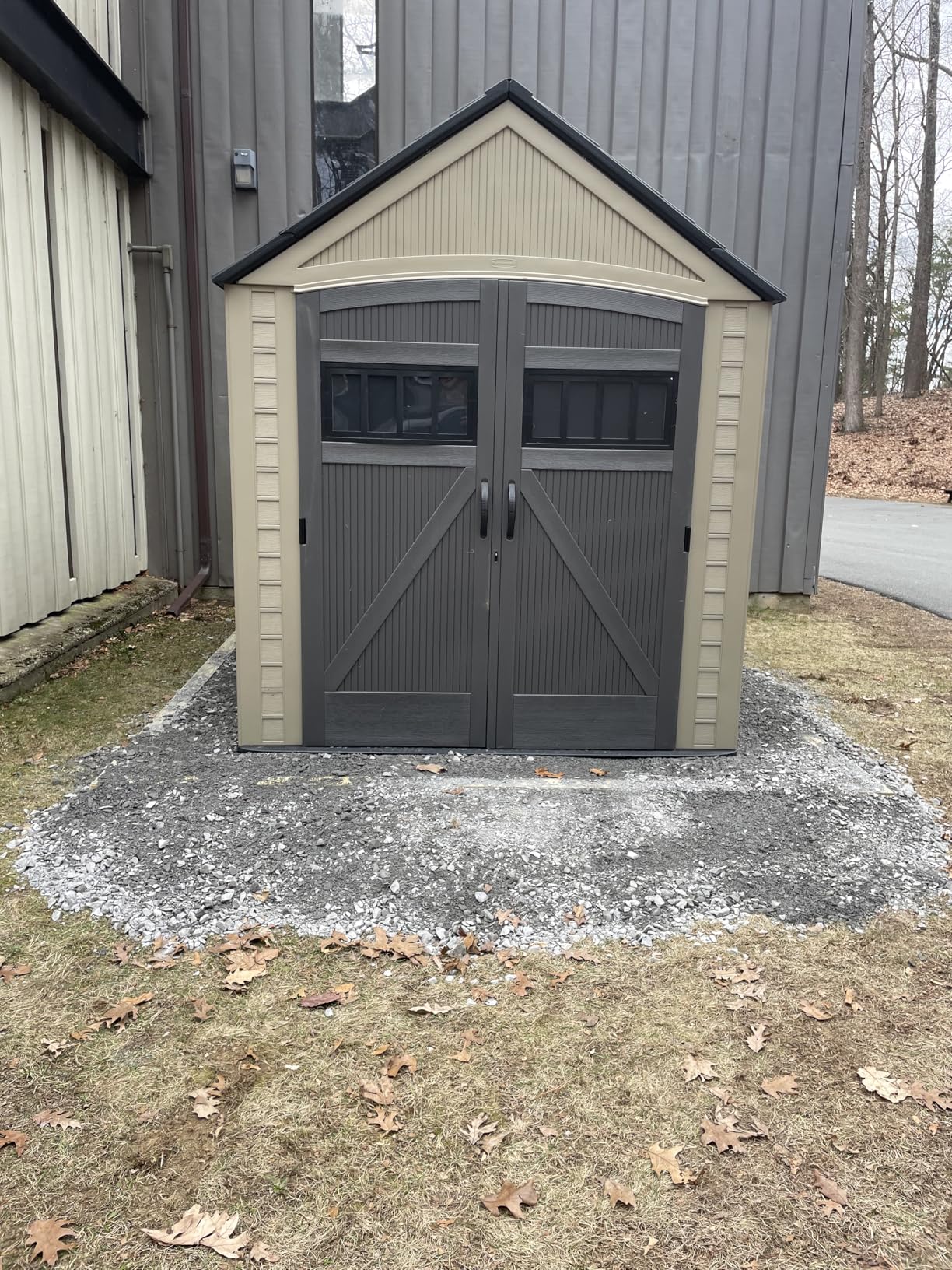 Rubbermaid Large Resin Outdoor Storage Shed With Floor (7 x 7 Ft.), Weather Resistant, Brown, Organization for Home/Lawn Mower/Backyard Equipment/Bike Storage/Pool Supplies customer photo 2