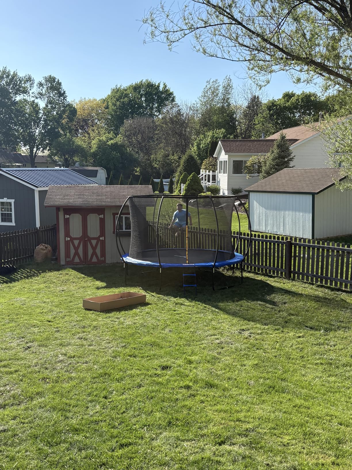 JoyBerri Trampoline Outdoor - Upsurge ASTM Certified Safe 8Ft 10Ft 12Ft 14Ft 15Ft 16Ft Recreational Trampoline for Kids and Adults. Anti-Rust Coating with Enclosure Net, Ladder, Sprinkler & LED Lights customer photo 2