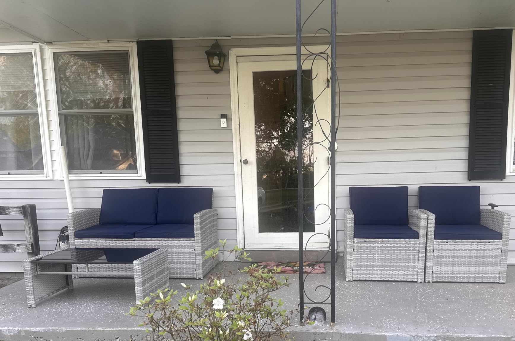 KROFEM 8-Piece Patio Furniture Set, Outdoor Wicker Rattan Sectional with Thick Cushions, Glass Top Table with Hidden Storage, Outdoor Conversation Set for Backyard, Porch, Patio, Black customer photo 2