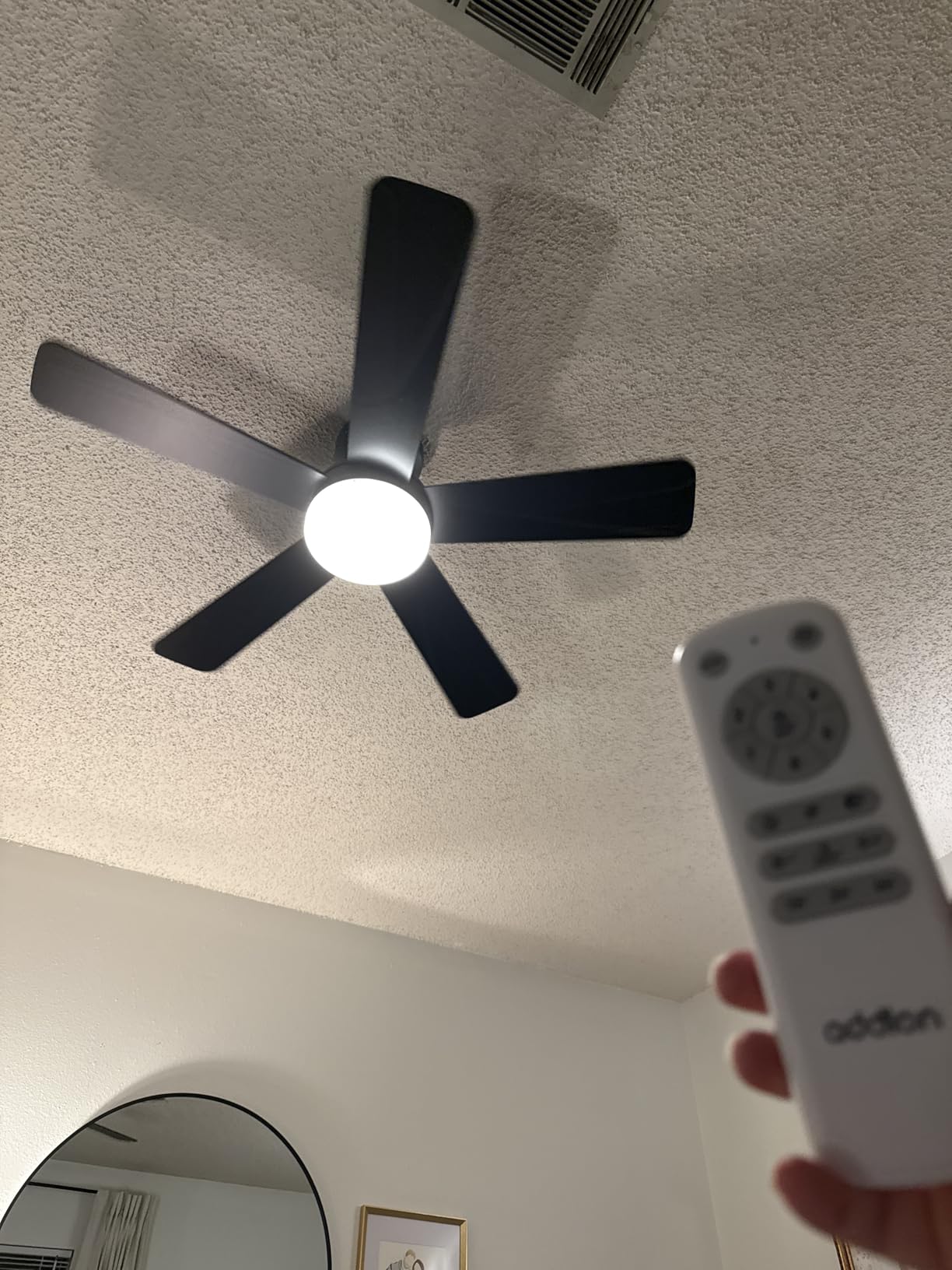 addlon Ceiling Fans with Lights, 42 Inch Low Profile Ceiling Fan with Light and Remote Control, Flush Mount, Reversible, 3CCT, Dimmable, Quiet, Black Small Ceiling Fan for Bedroom Indoor/Outdoor Use customer photo 1