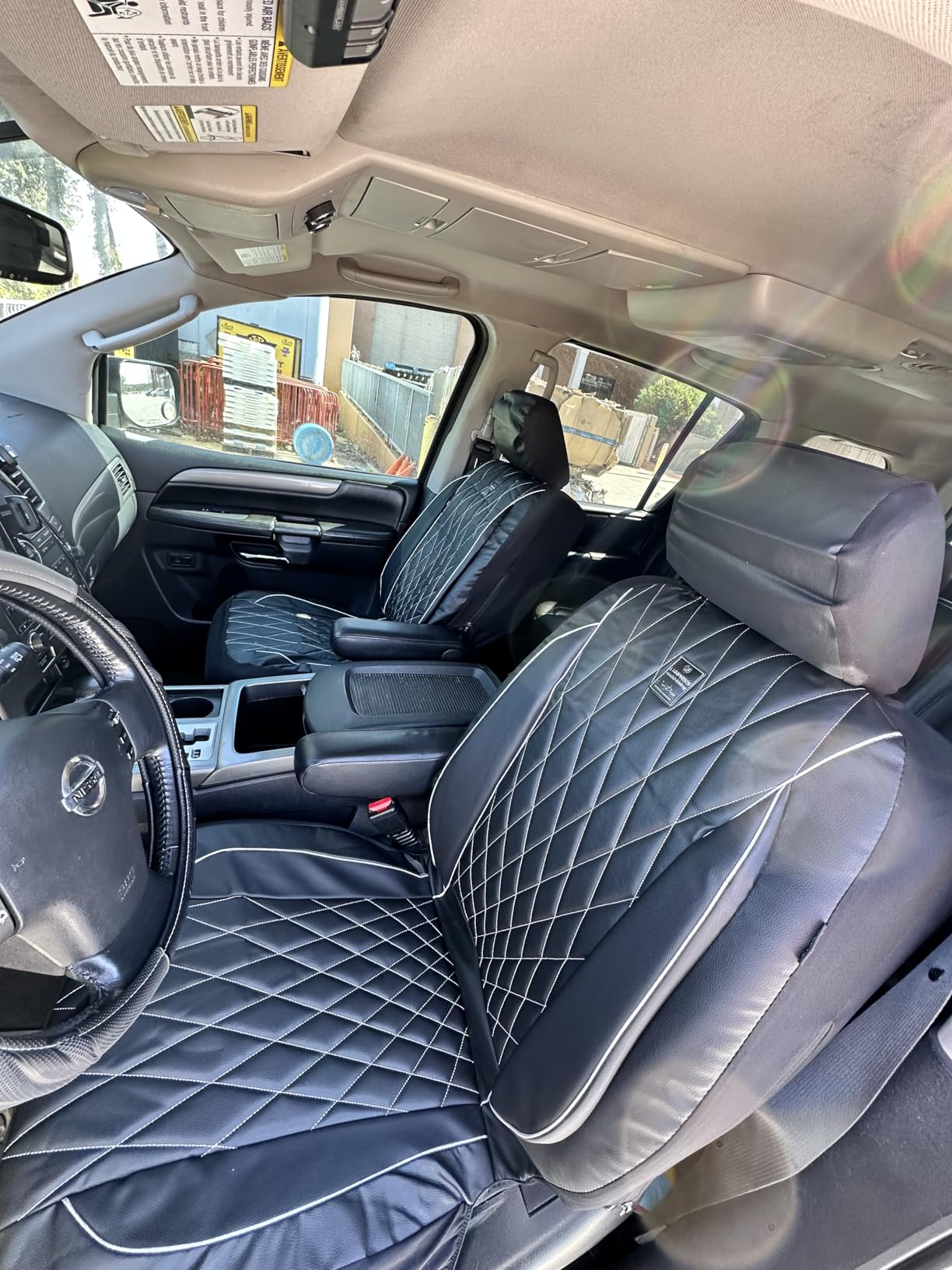 CAR PASS 5 Seats Piping Luxury Faux Leather Seat Covers Full Set, Anti-Slip Waterproof customer photo 1