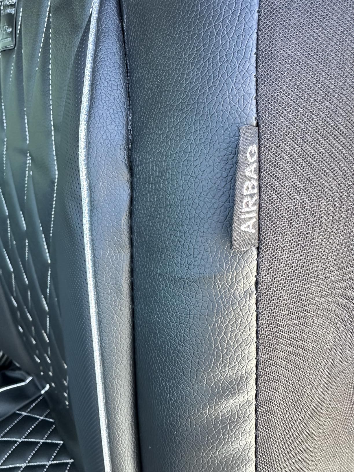 CAR PASS 5 Seats Piping Luxury Faux Leather Seat Covers Full Set, Anti-Slip Waterproof customer photo 2