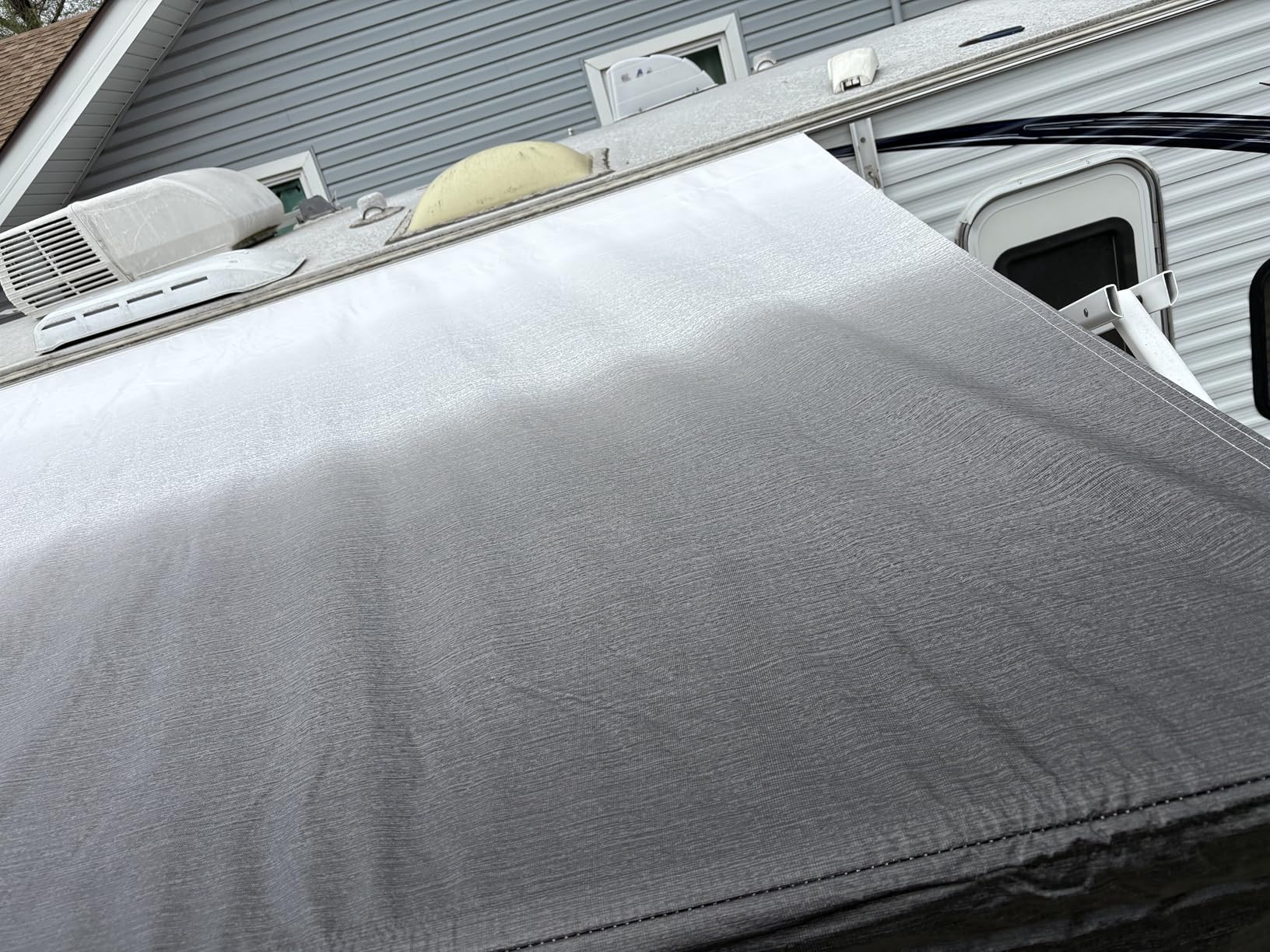 RV Awning Fabric Replacement, 18.5oz Heavy-Duty Weatherproof Vinyl, 16' (Fabric 15'2