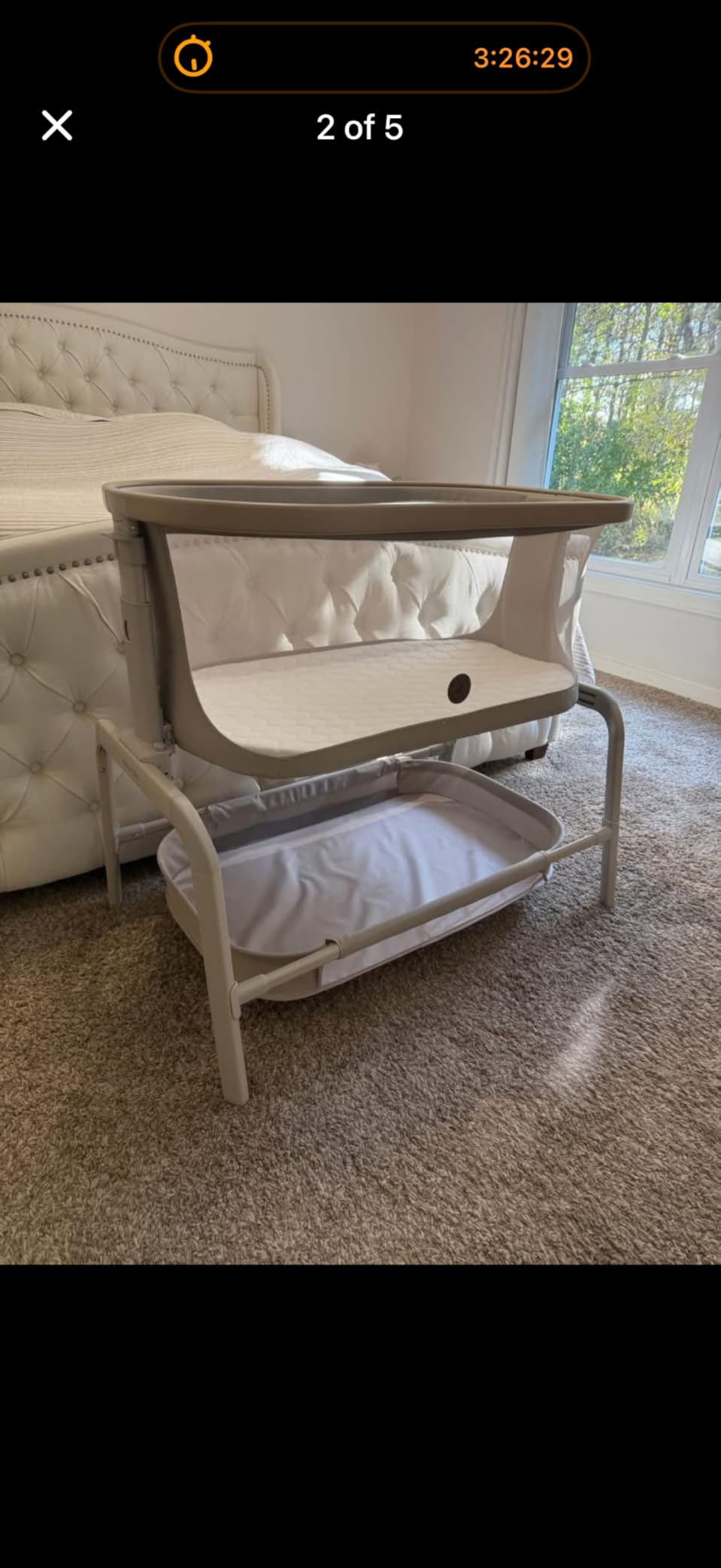 Maxi-Cosi Iora Baby Bassinets Bedside Sleeper, Portable Bassinet, Infant Bedside Sleeper Crib, Height Adjustable, Breathable Mesh, Large Storage Basket, Classic Slate customer photo 1