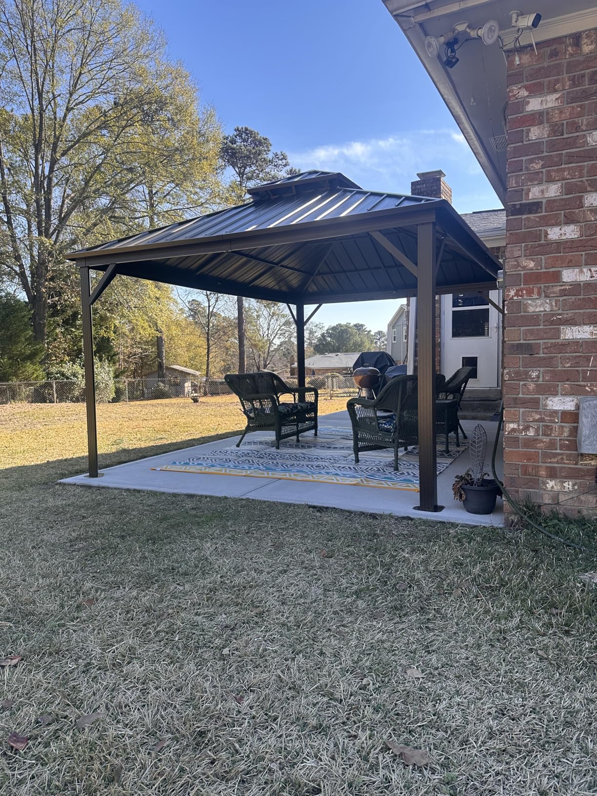YOLENY 10' x 12' Hardtop Gazebo, Metal Gazebo with Aluminum Frame, Double Galvanized Steel Roof, Curtains and Netting Included customer photo 1