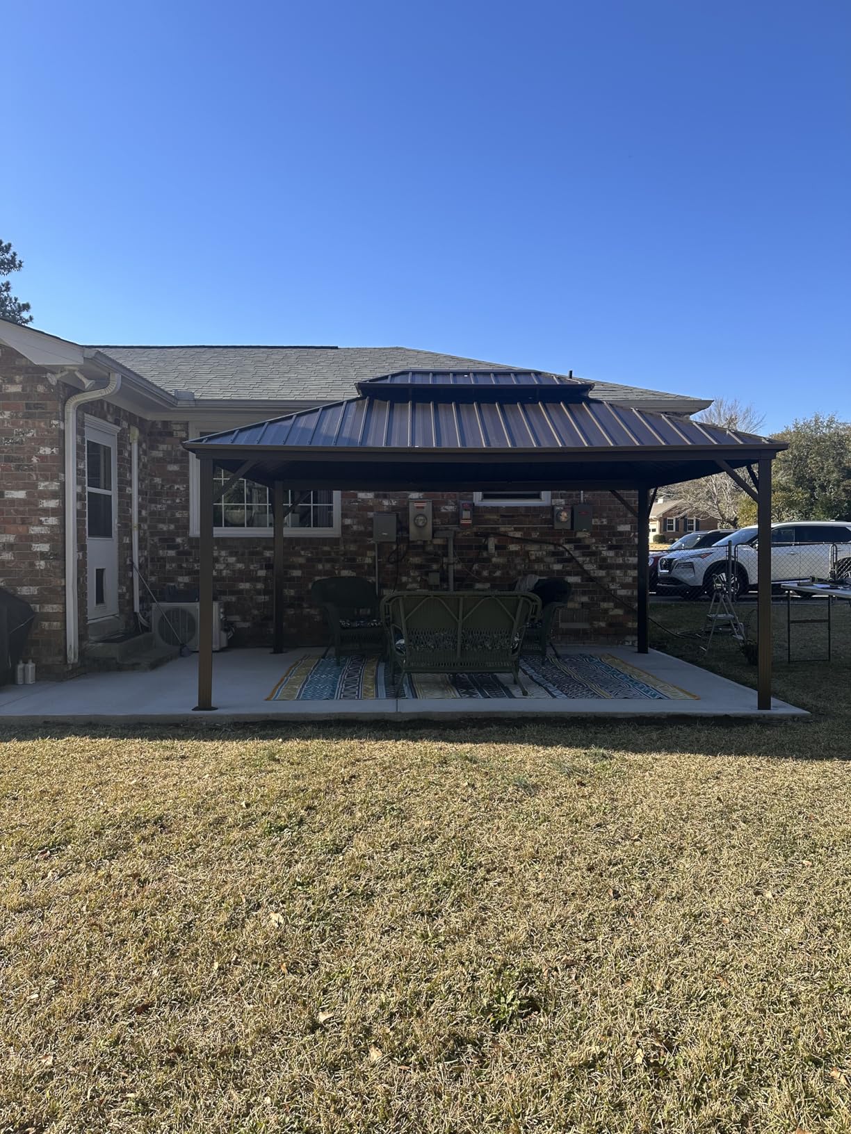 YOLENY 10' x 12' Hardtop Gazebo, Metal Gazebo with Aluminum Frame, Double Galvanized Steel Roof, Curtains and Netting Included customer photo 2