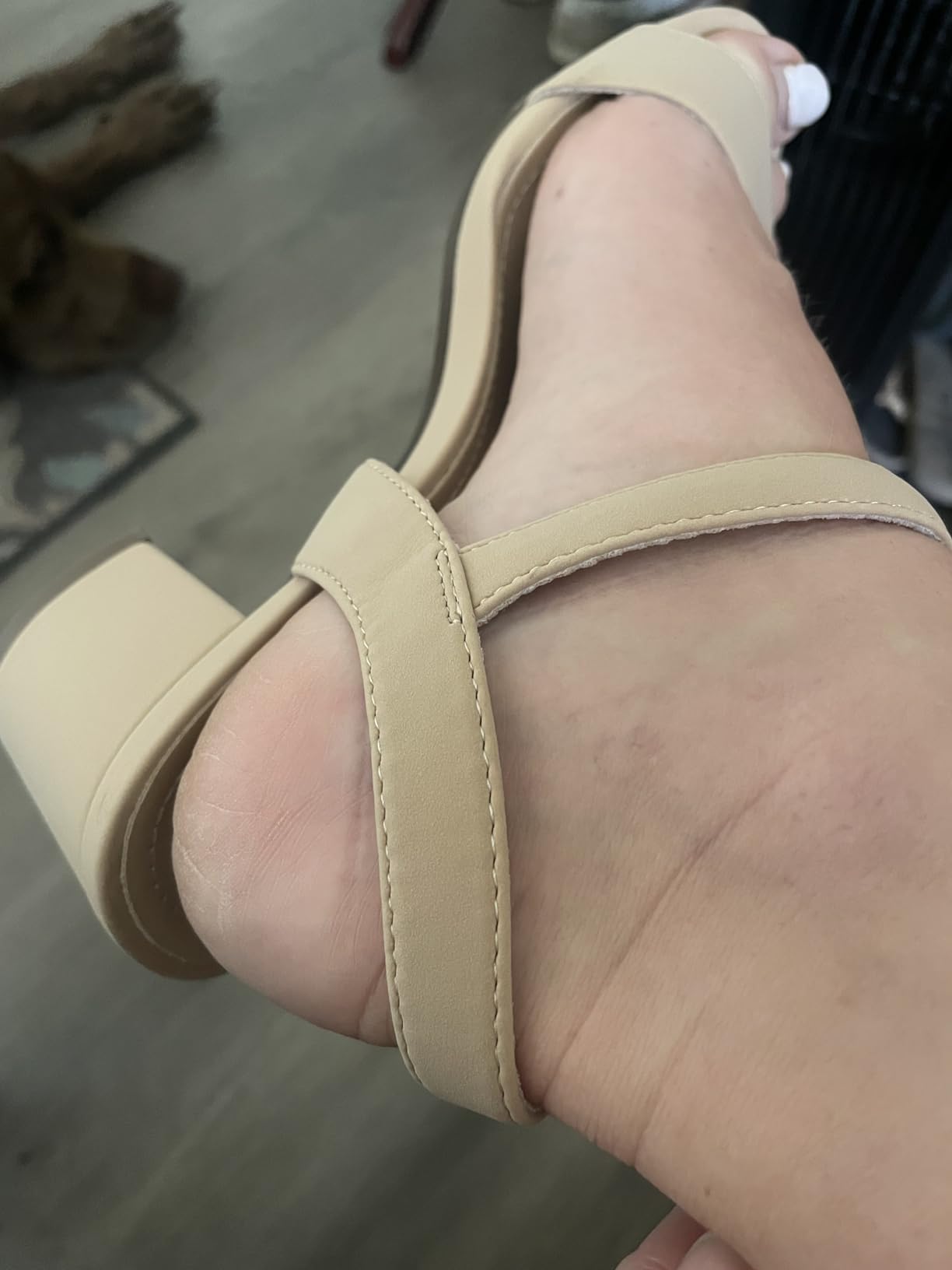DREAM PAIRS Women's Low Heels Block Open Toe Ankle Strap Classic Short Chunky Sandals with Buckle for Daily Work Wedding Party customer photo 1