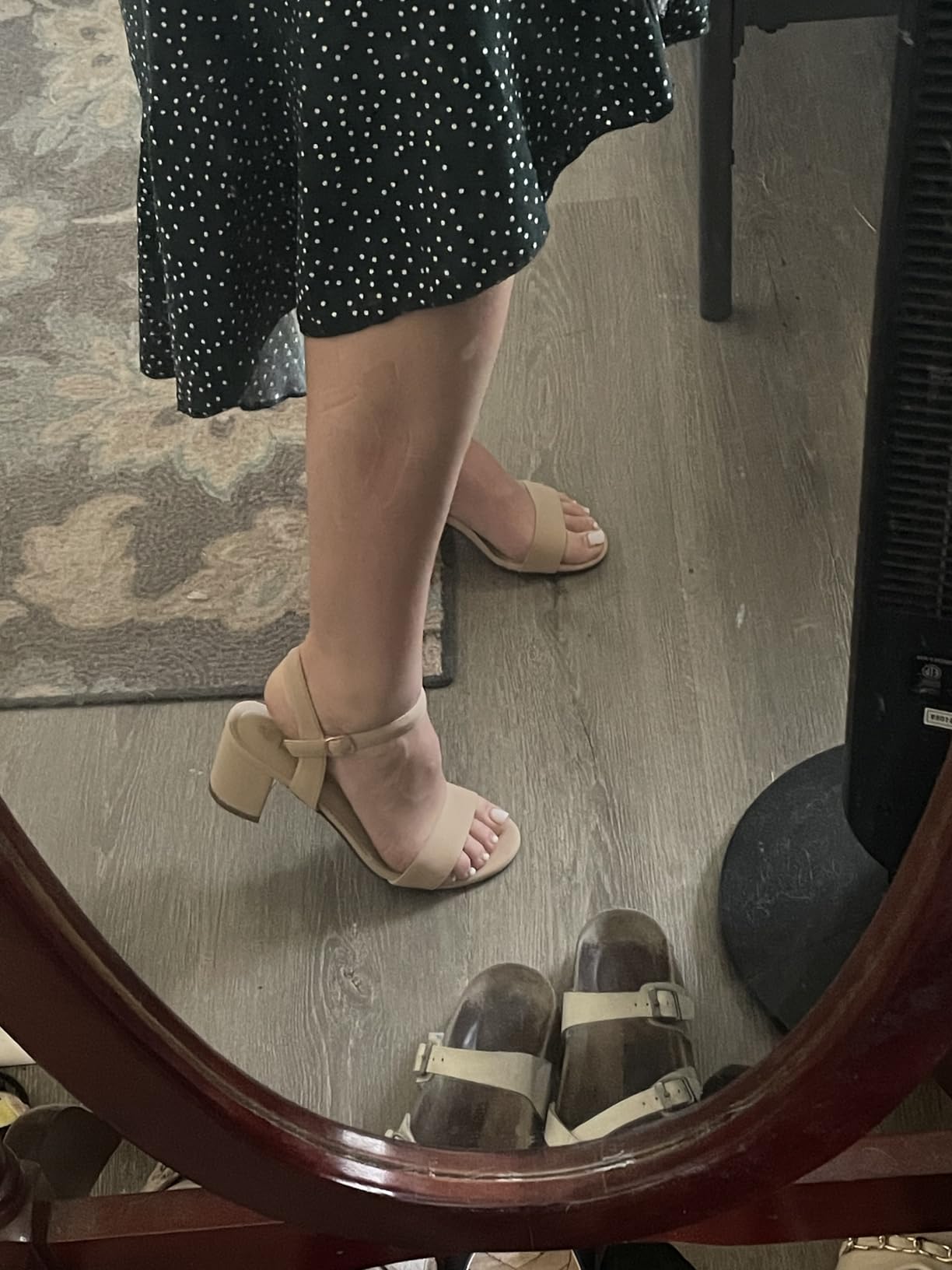 DREAM PAIRS Women's Low Heels Block Open Toe Ankle Strap Classic Short Chunky Sandals with Buckle for Daily Work Wedding Party customer photo 2