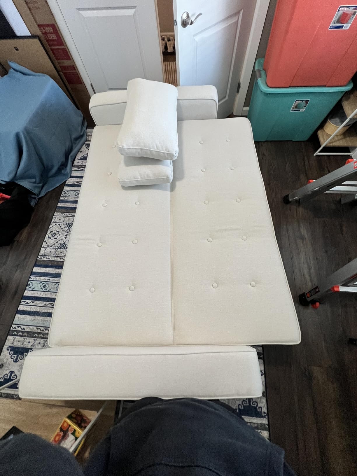 Serta Ainsley Convertible Loveseat Sleeper Sofa - 3-in-1 Loveseat, Lounger & Queen-Size Sofa Bed, Pull-Out Sleeper Couch with DreamCoils, Easy Assembly, Oyster Fabric customer photo 2