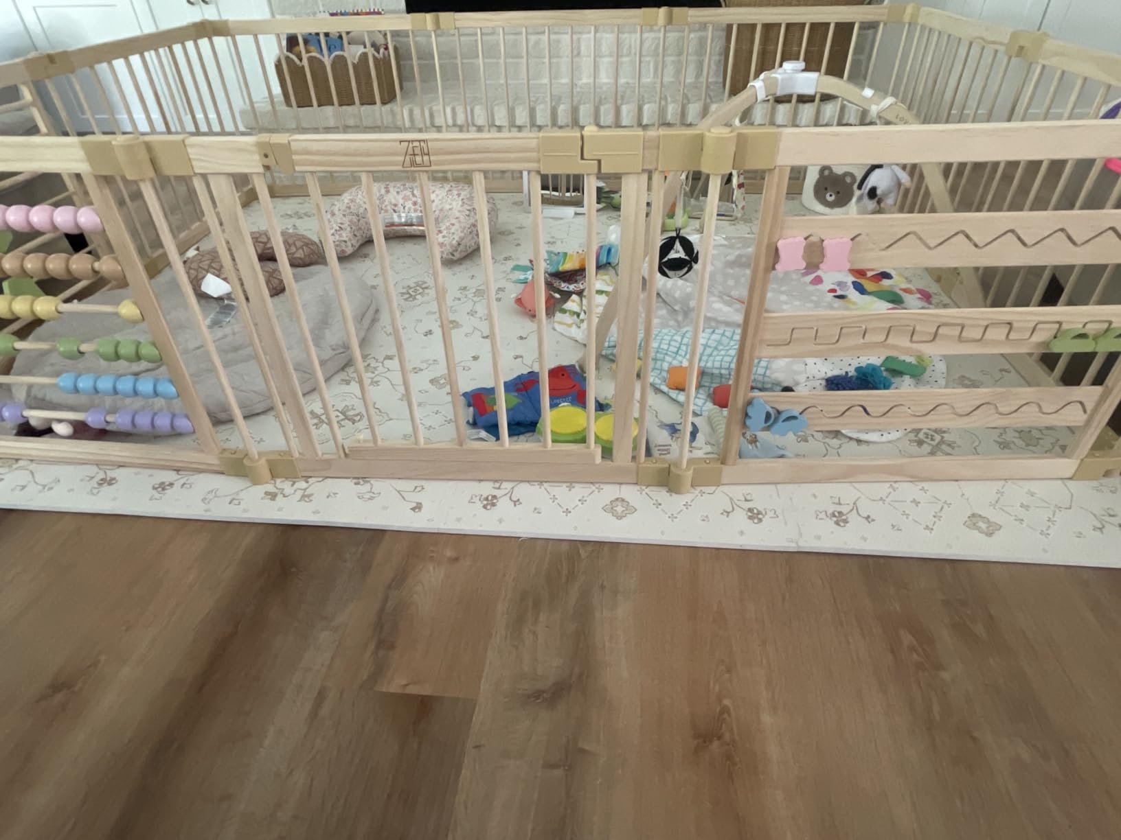 ZETY Natural Wood Baby Playpen - 8 or 10 Panel Foldable Play Yard with Door Panel and Built-in Toys, CPC Certified & SGS Tested customer photo 1