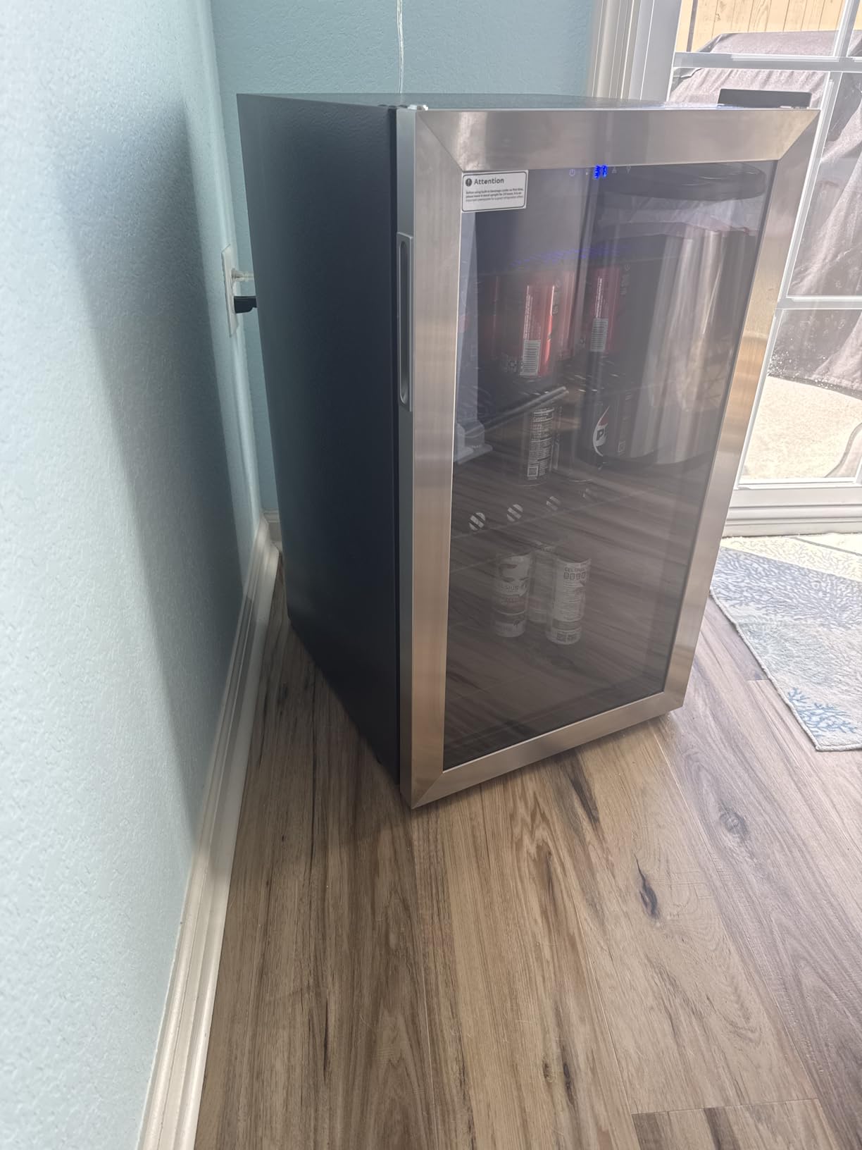 Feelfunn Beverage Refrigerator Cooler - 126 Can Mini Fridge Glass Door for Drinks Soda Beer Wine - Small Refrigerator for Office Bedroom Home Bar, 4 Adjustable Shelves, 3.2 Cu.Ft, Silver customer photo 1
