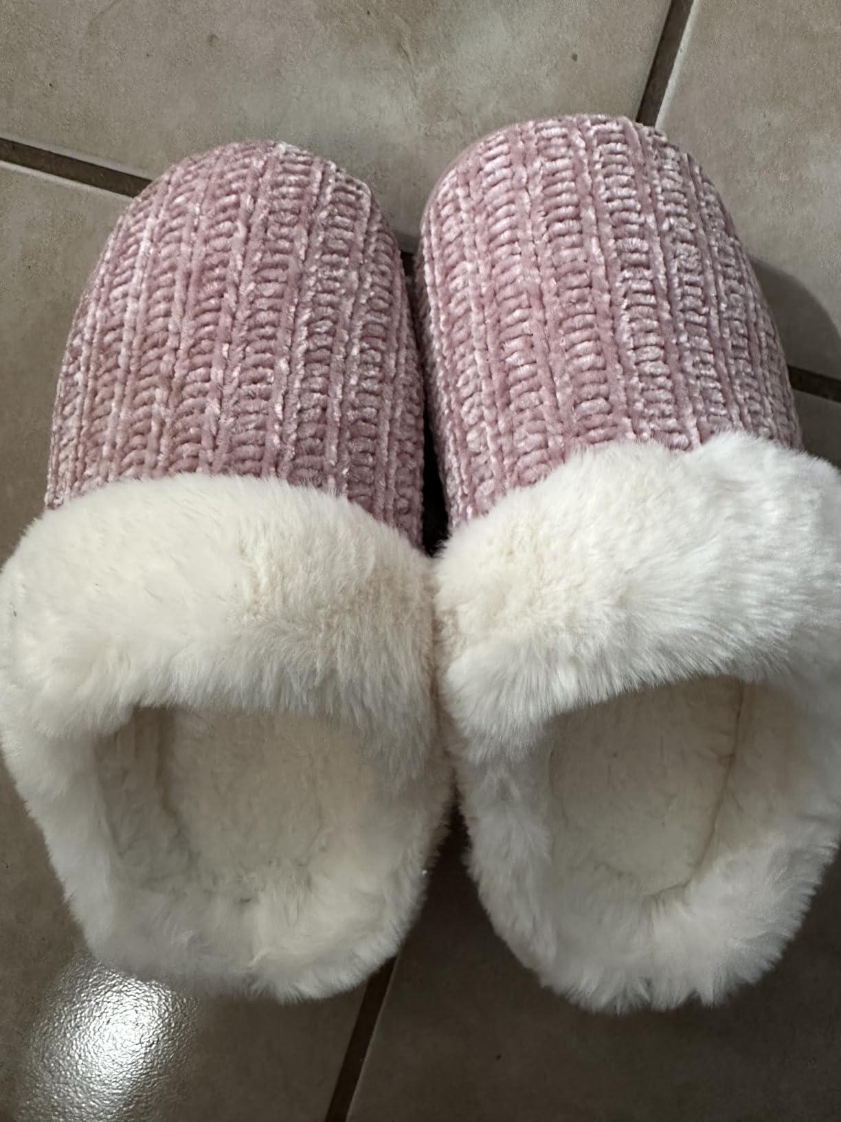 Evshine Warm Knit House Slippers for Women Comfy Wool-Like Lined Chenille Slippers with Memory Foam and Indoor Outdoor Soles customer photo 2
