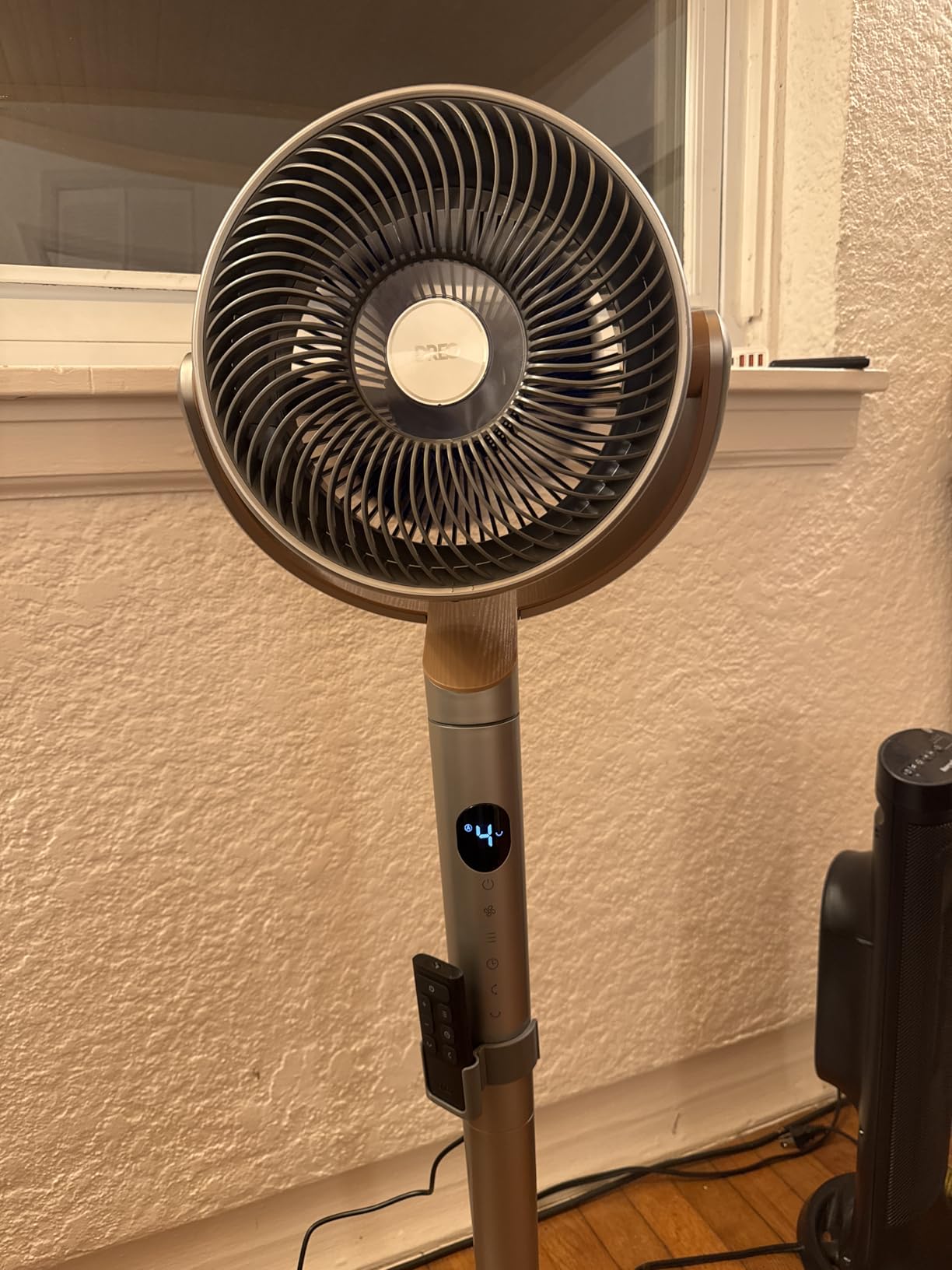 DREO Fan for Bedroom, 120°+120°Omni-directional Oscillating Fan, 90ft, DC Motor, 20 dB Quiet Standing Pedestal Fans, 8 Speeds, 3 Modes Circulator with Remote, 35-40