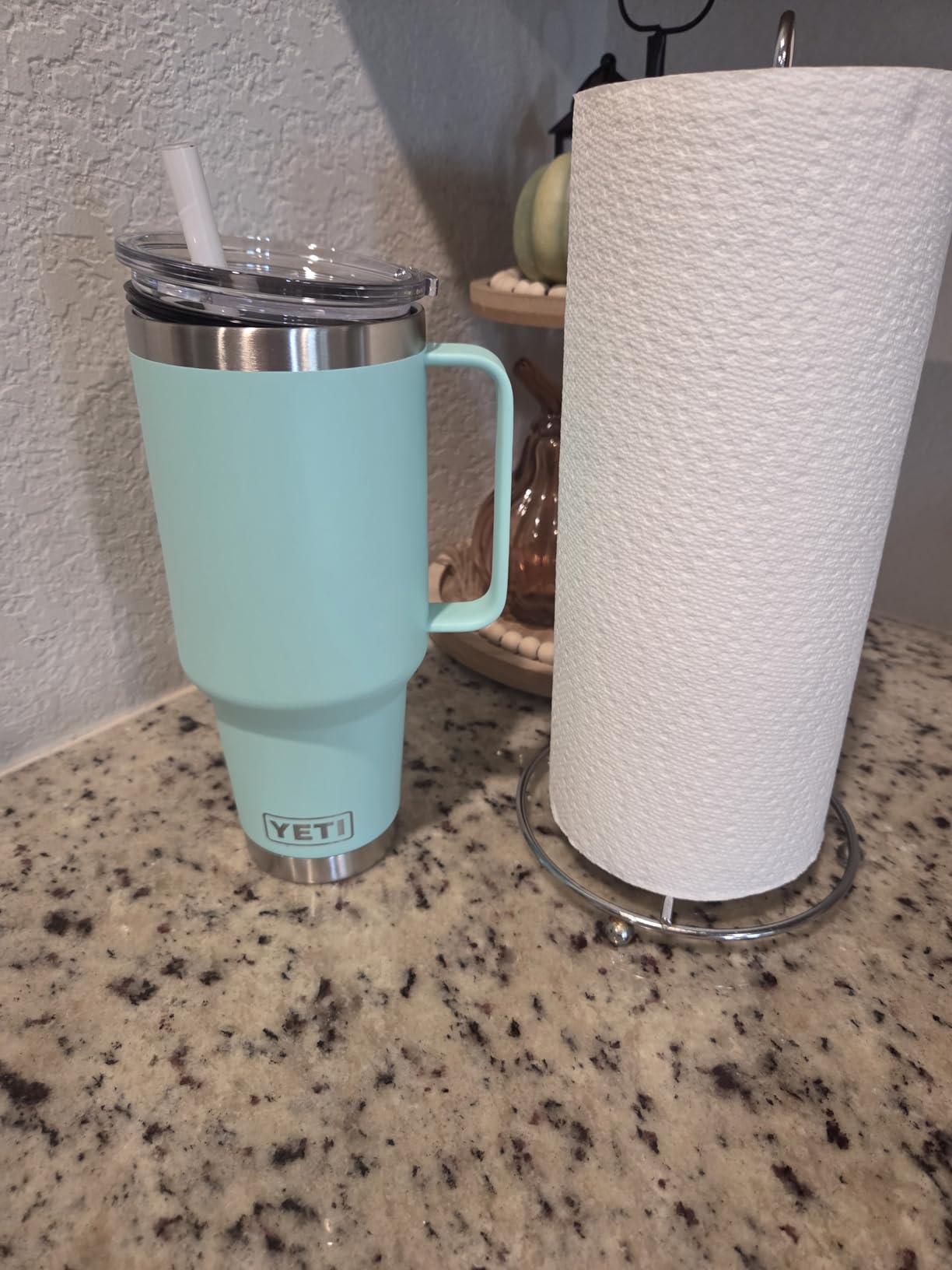 YETI Rambler 35 oz Tumbler with Handle and Straw Lid, Travel Mug Water Tumbler, Vacuum Insulated Cup with Handle, Stainless Steel, Big Wave Blue customer photo 2