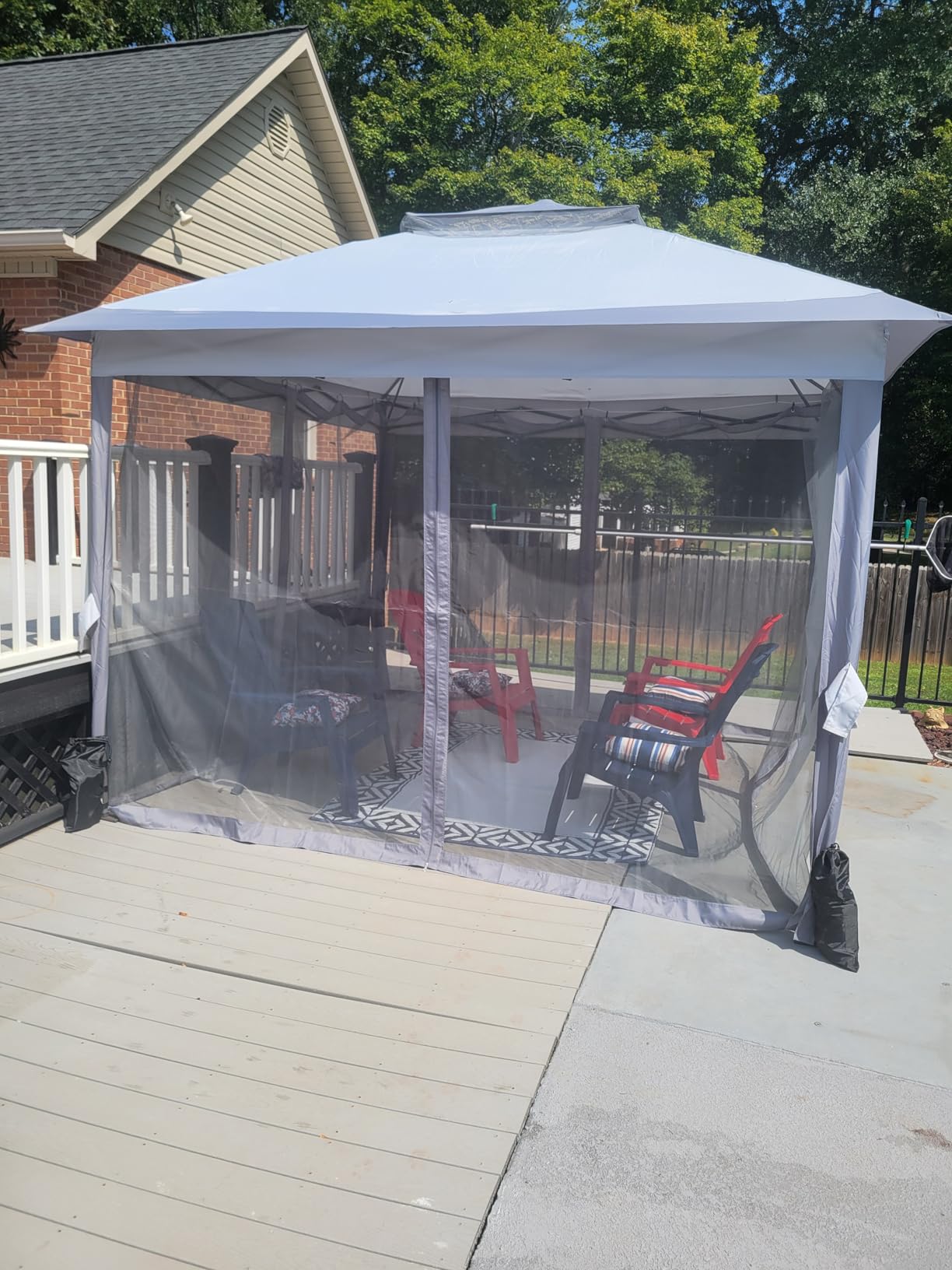 Yaheetech 11x11 Pop Up Gazebo Outdoor Canopy Shelter, Instant Patio Gazebo Sun Shade Canopy Tent with 4 Sandbags, 2 Tiers Roof & Mesh Netting for Lawn, Garden, Backyard & Deck, Gray customer photo 1