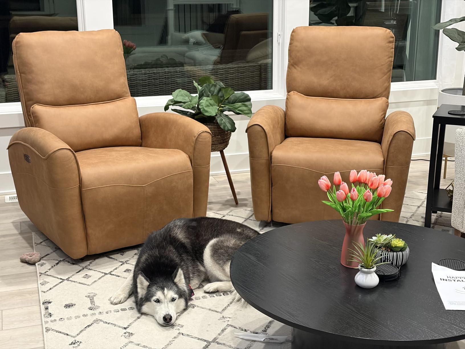 Bonzy Home Power Swivel Rocker Recliner Chair with USB Port, 23.2