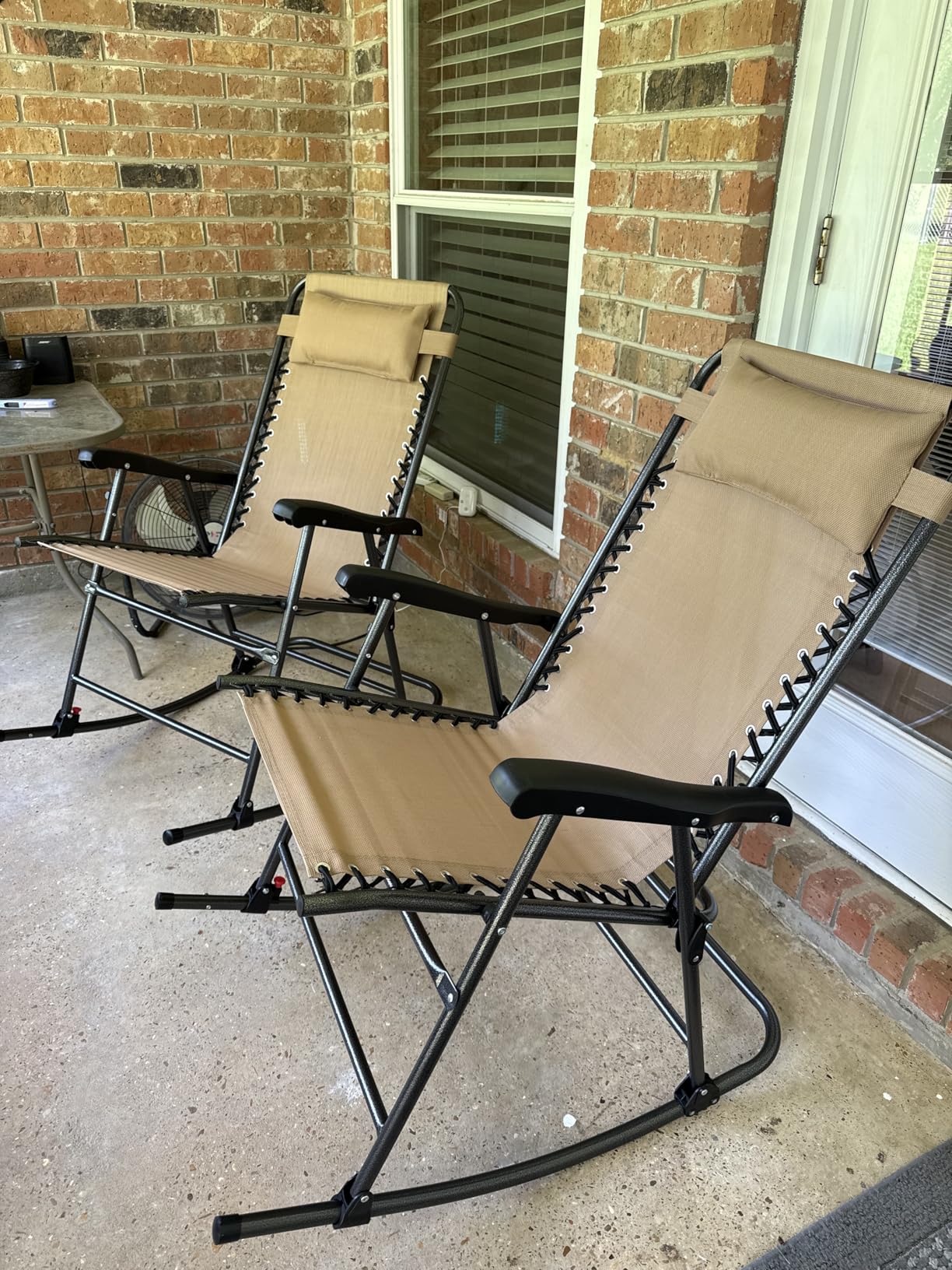 Yaheetech 26in Rocking Chair Outdoor Zero Gravity Folding Chairs Rocking Chairs Foldable Outdoor Reclining Lounge Chair for Outside Lawn with Cupholder/Pillow Ergonomic Design for Rest, Beige customer photo 2