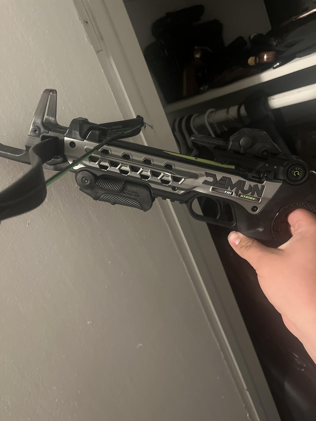 Barnett Demun Tri-Strike Mini Crossbow - Compact Break Action Pistol Crossbow, 3-Shot Magazine, Flip Down Foregrip, Precision Sights - 180fps, 7in Bolts, 5 Bolts Included customer photo 1