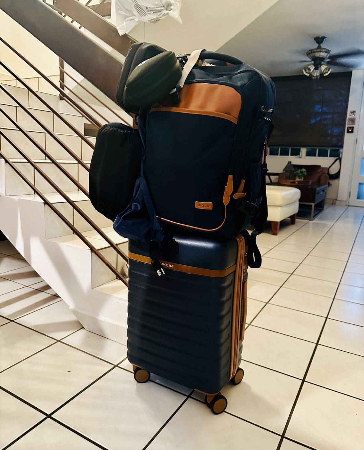 UKEIN Luggage Sets 3 Piece, Carry On Luggage 20In With Spinner Wheels, PC Hardside Suitcase with TSA Lock, Durable Carry On Suitcase With Travel Backpack (Black, 3 piece set) customer photo 1
