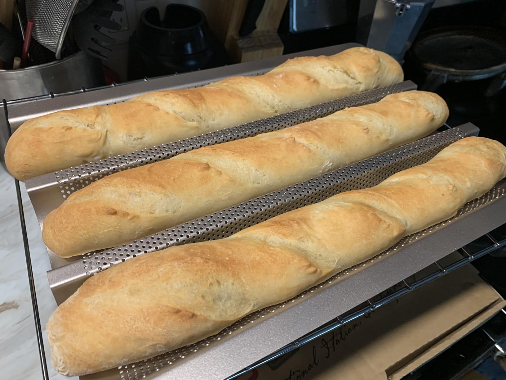 Baguette Bread Pan with Baguette Kit - Includes Proofing Cloth & Dough Cutter, 3 Loaf customer photo 2