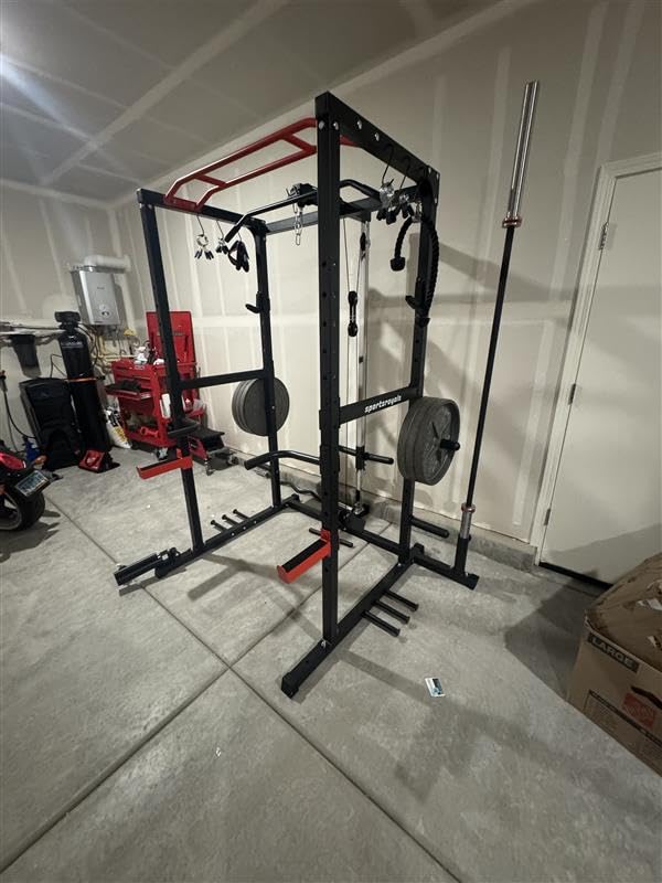 SPORTSROYALS Power Rack, Multi-Functional Power Cage, Squat Rack with Pulley System & LAT Pull Down, Workout Cage with J Hooks for Home Gym customer photo 2